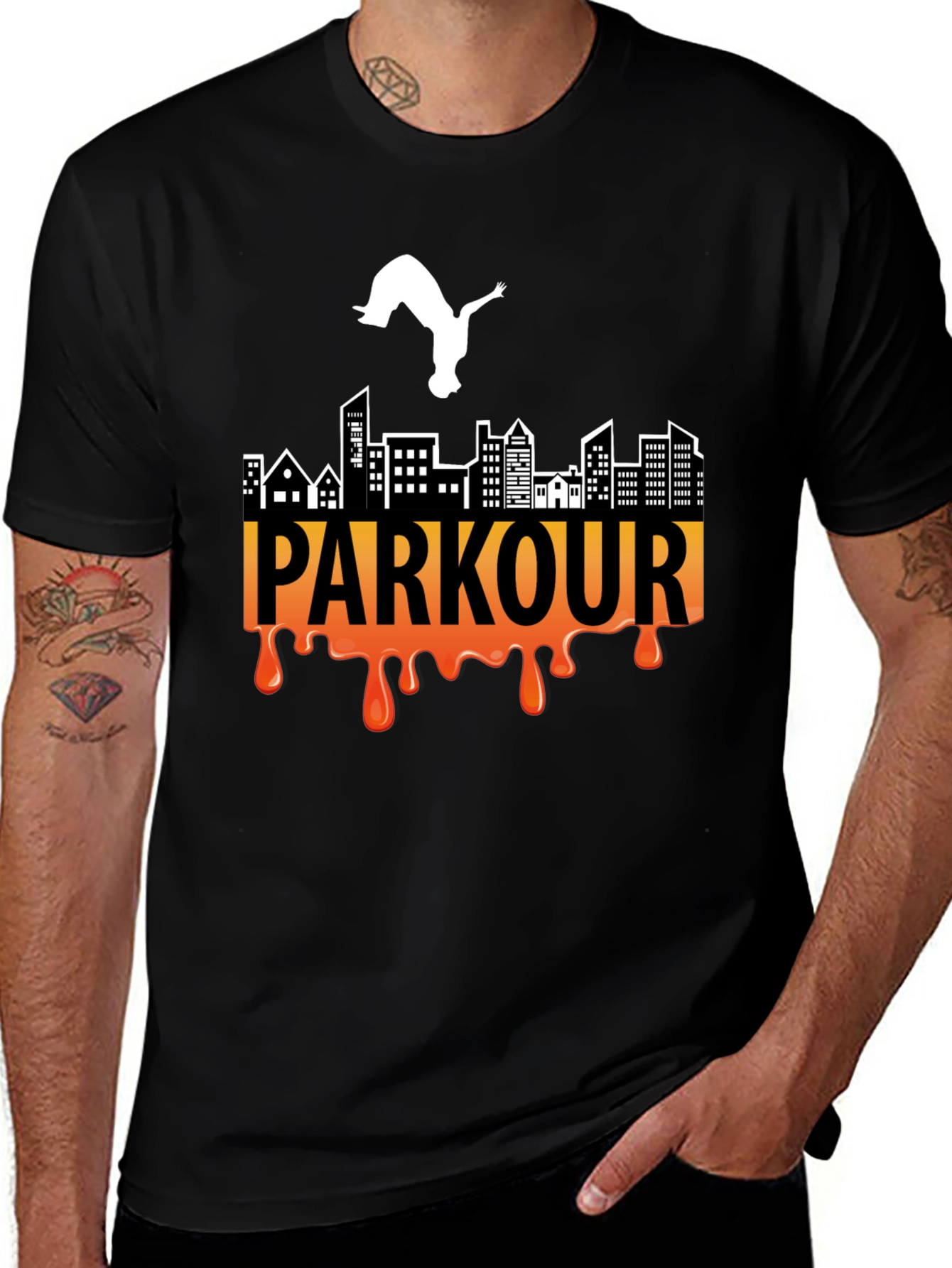 Variant 8 of Parkour Cityscape Graphic T-Shirt - Urban Free Running Tee