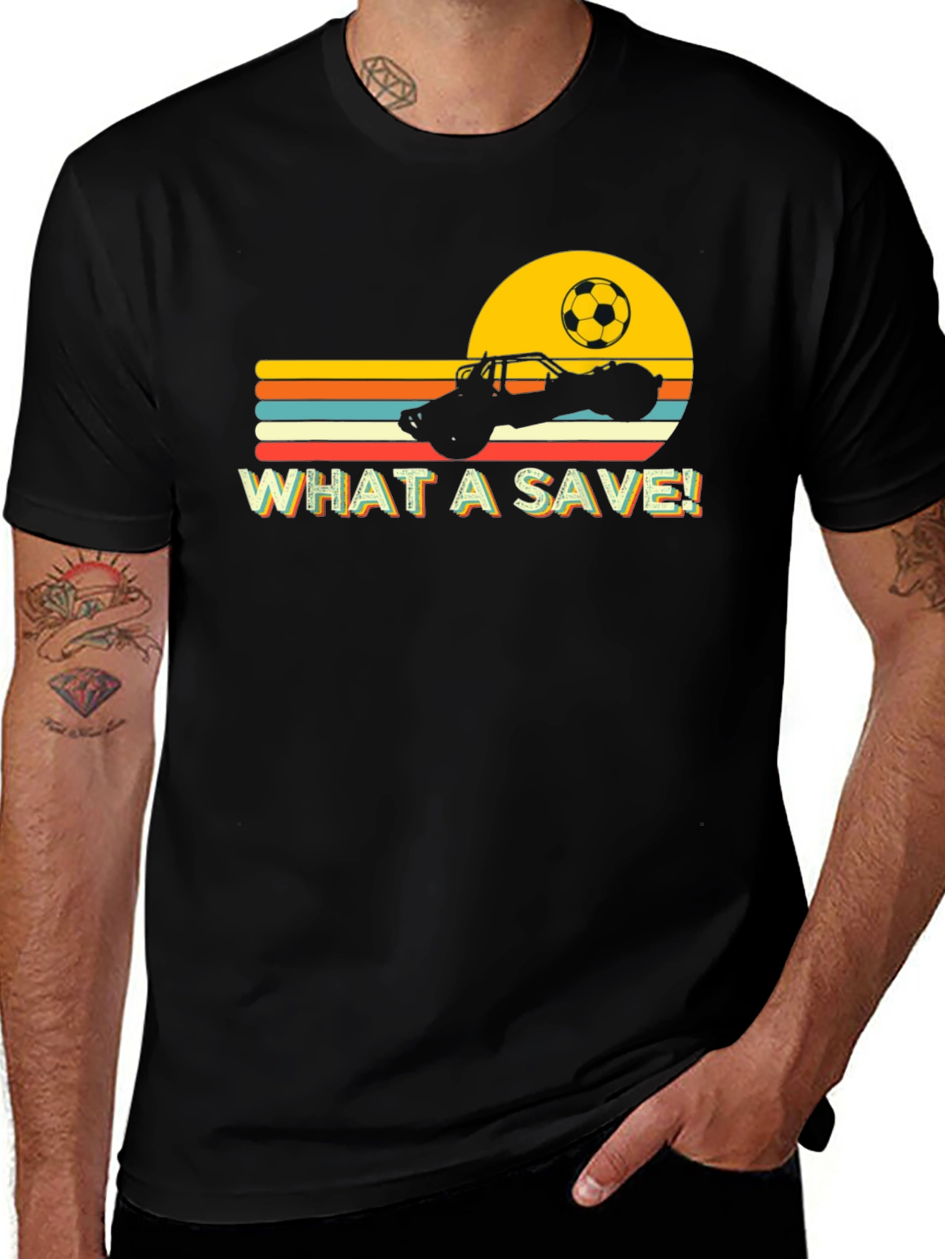 Variant 25 of Retro What A Save! T-Shirt - Soccer Car Design