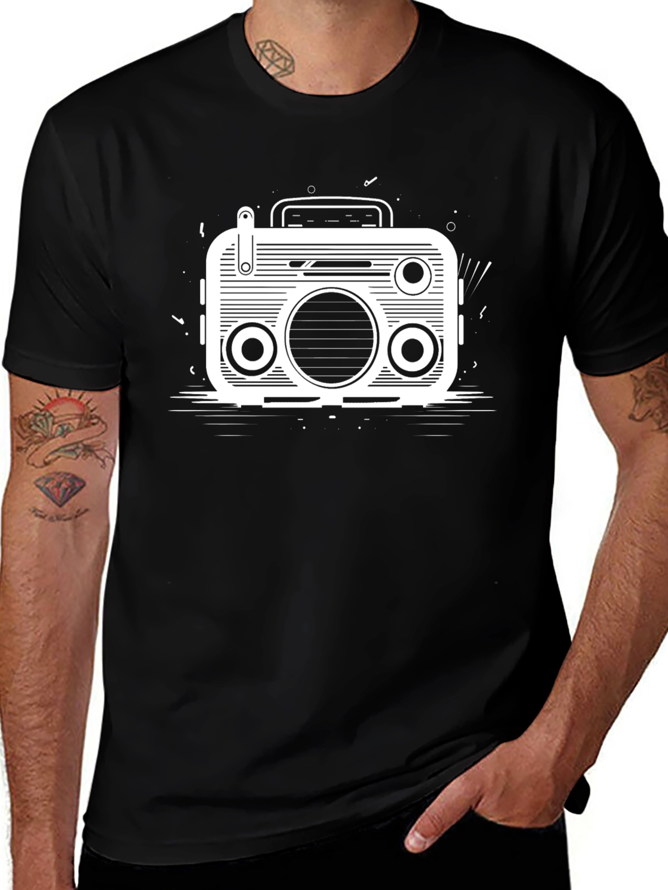 Variant 18 of Retro Radio Graphic Tee - Black T-Shirt