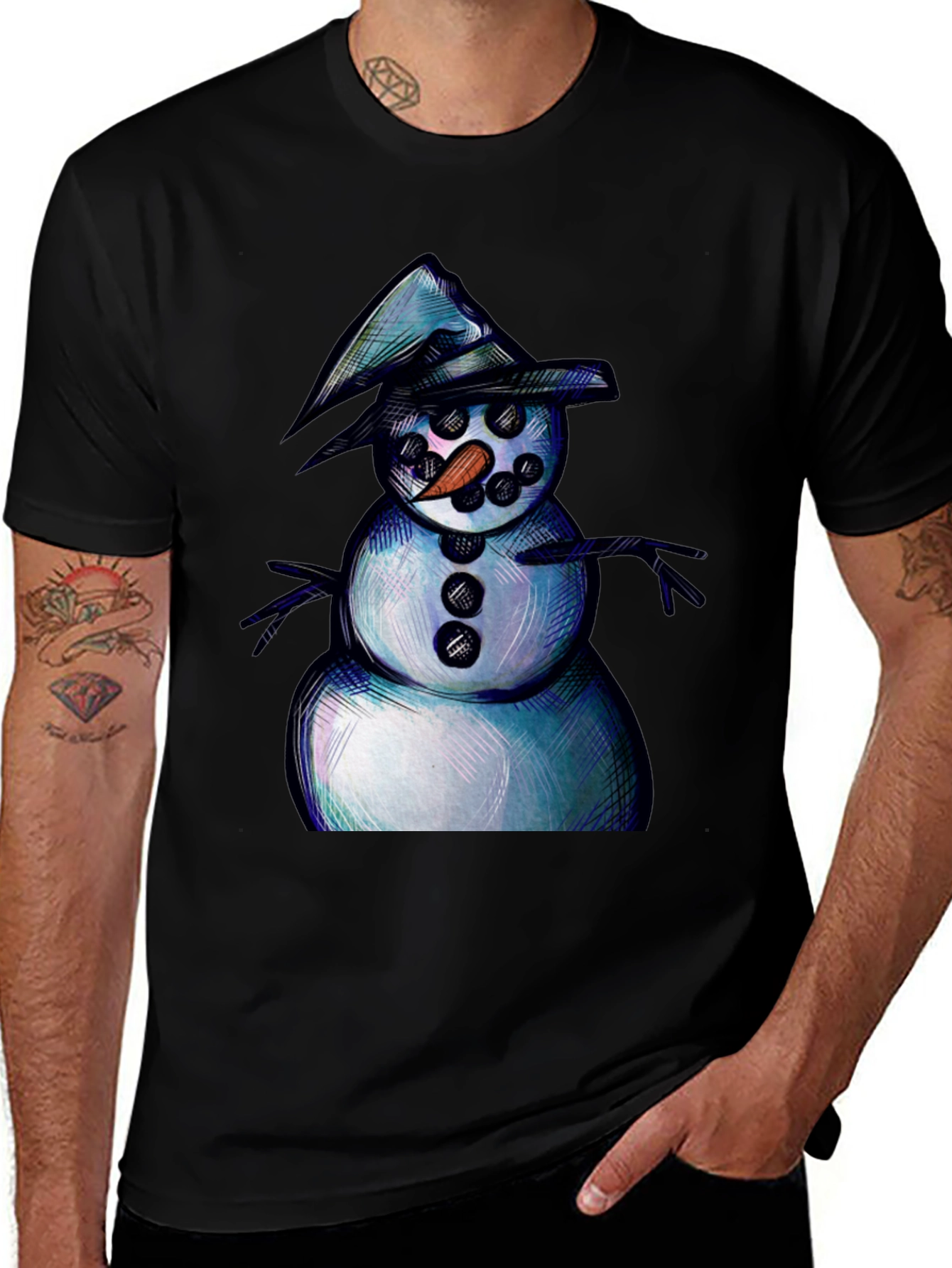 Variant 28 of Whimsical Snowman Graphic T-Shirt