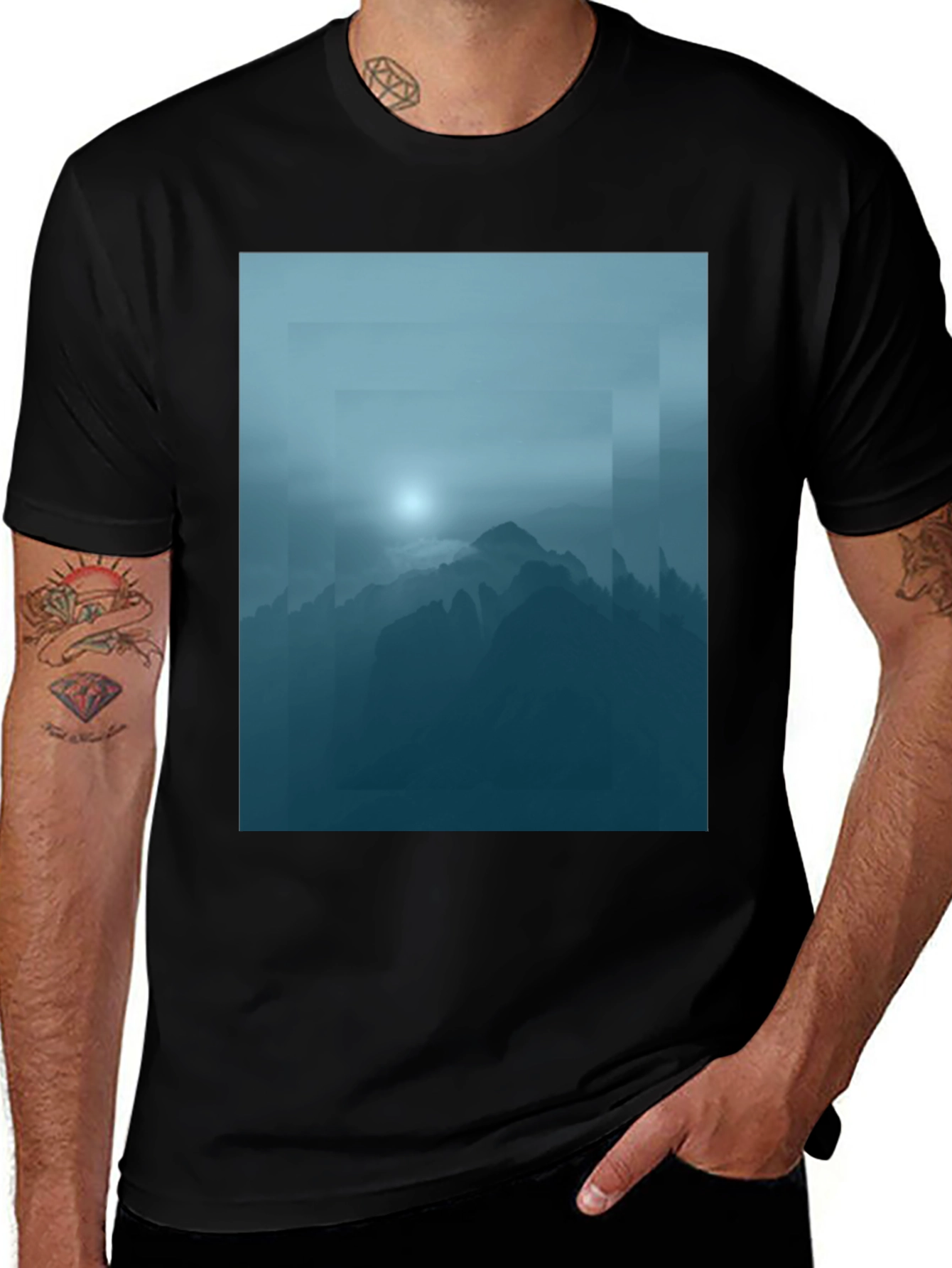 Mountain Vista Graphic Tee - Stylish Black T-Shirt