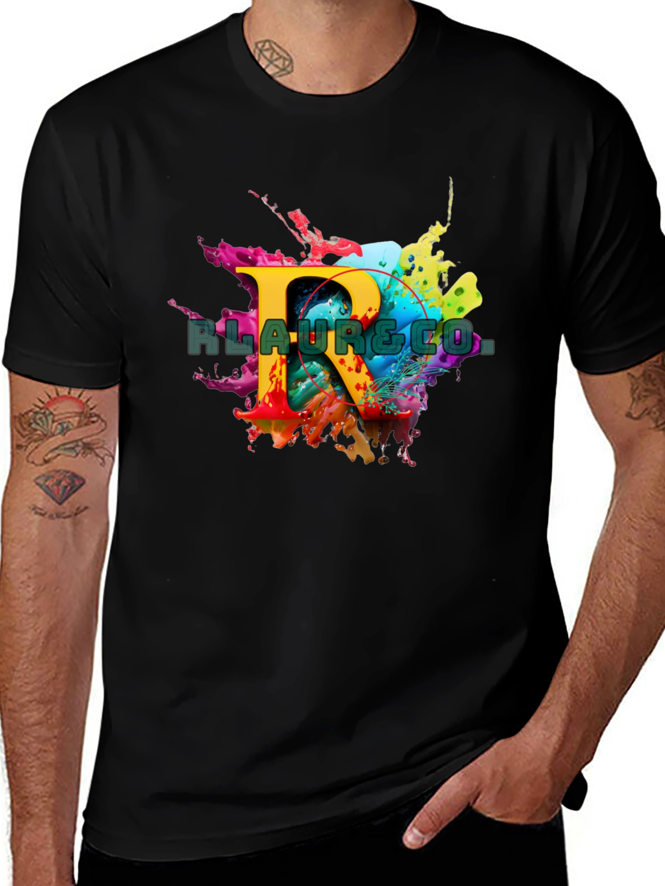 Variant 11 of R-Letter Paint Splash Graphic T-Shirt