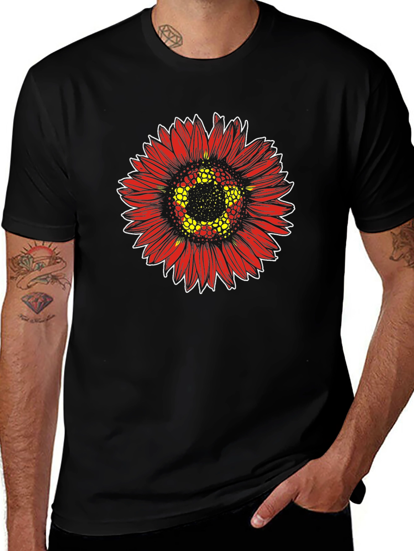 Variant 8 of Red Sunflower Graphic Print Tee