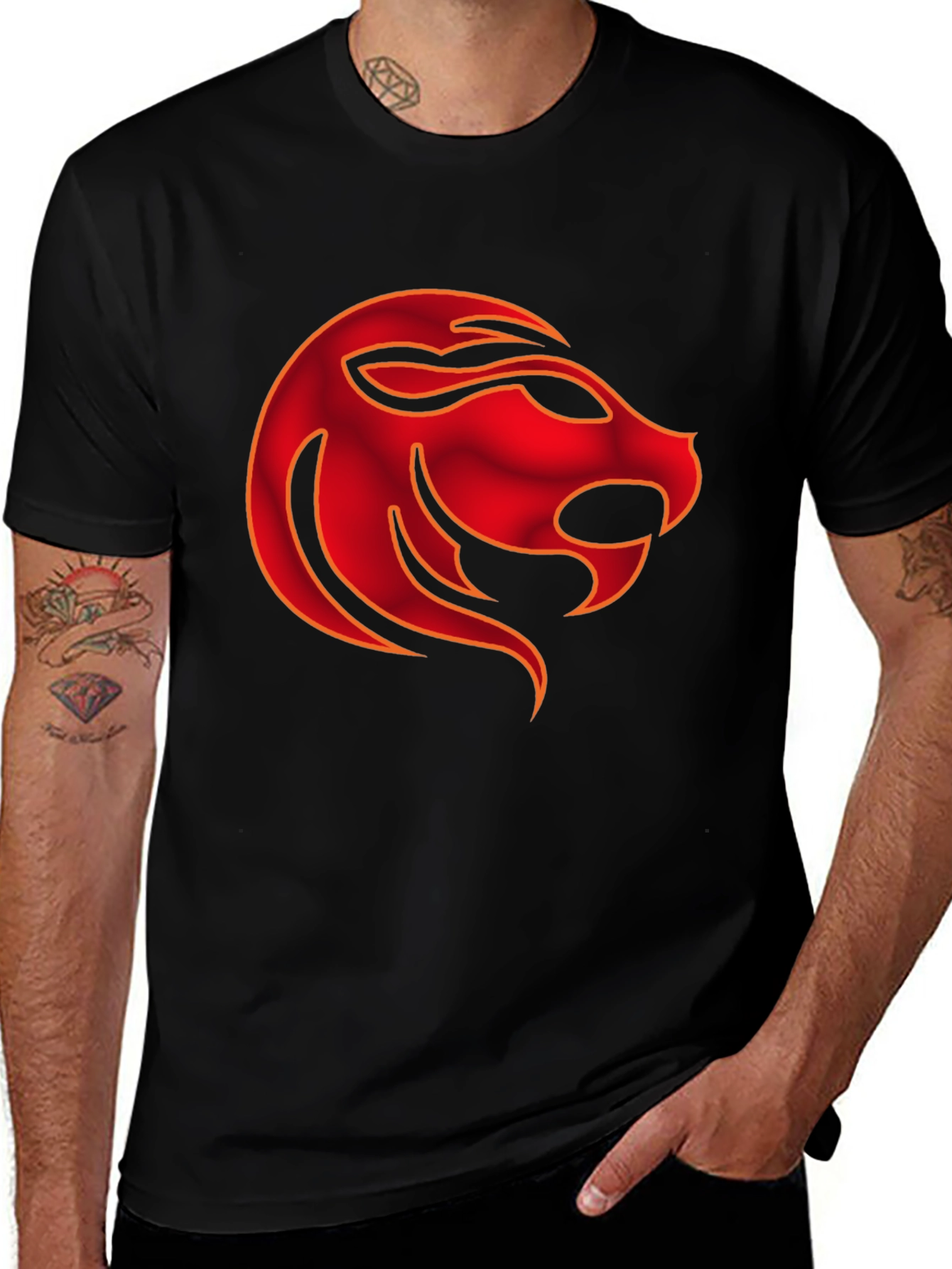 Variant 30 of Lion Head Graphic Print Men's T-Shirt