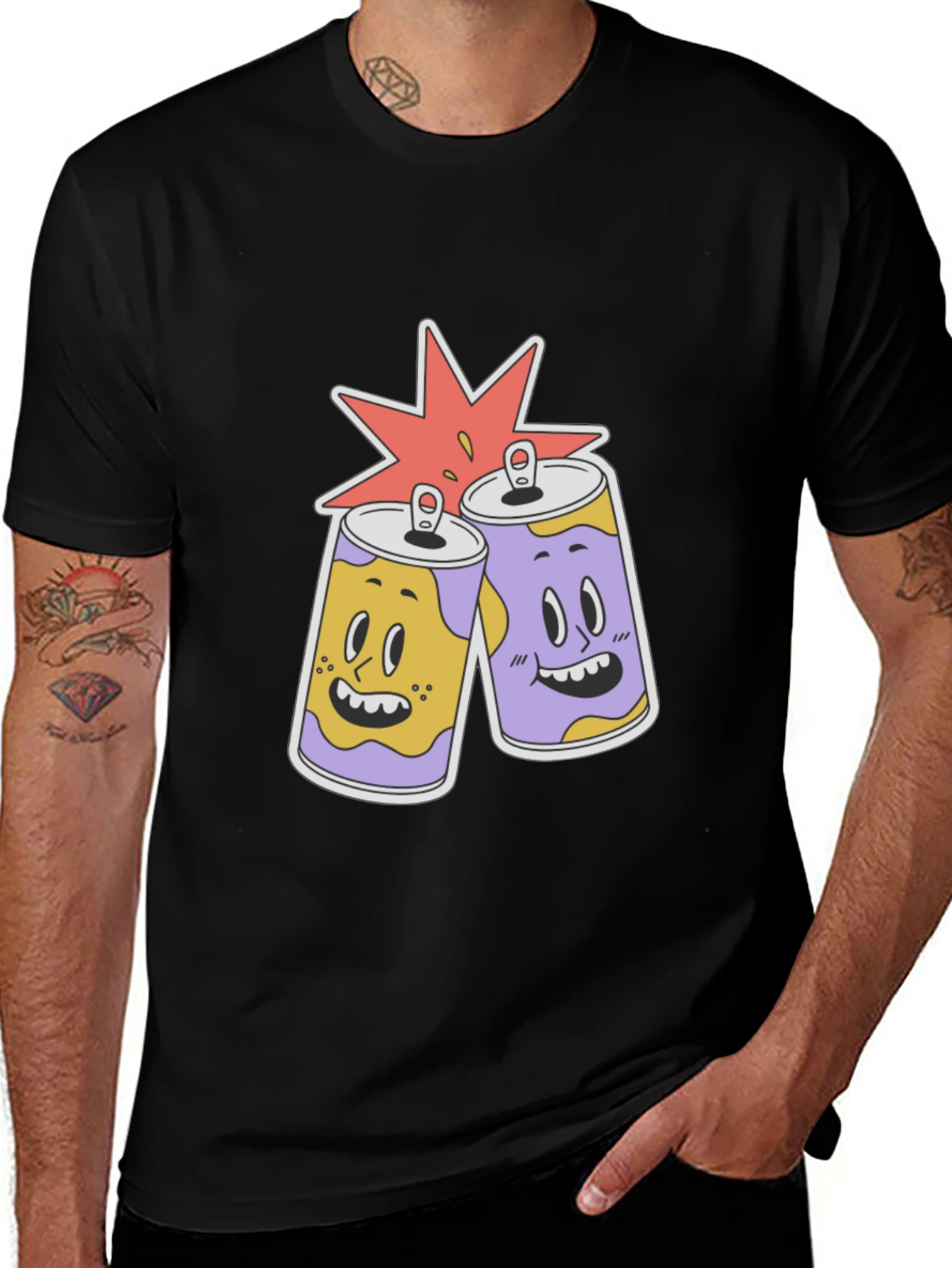 Variant 17 of Fun Cartoon Soda Can Black T-Shirt