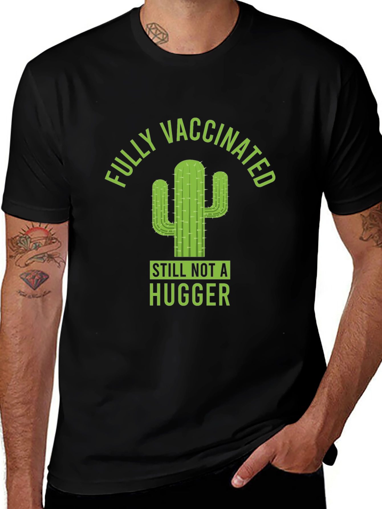 Variant 17 of Fully Vaccinated Cactus Graphic T-Shirt