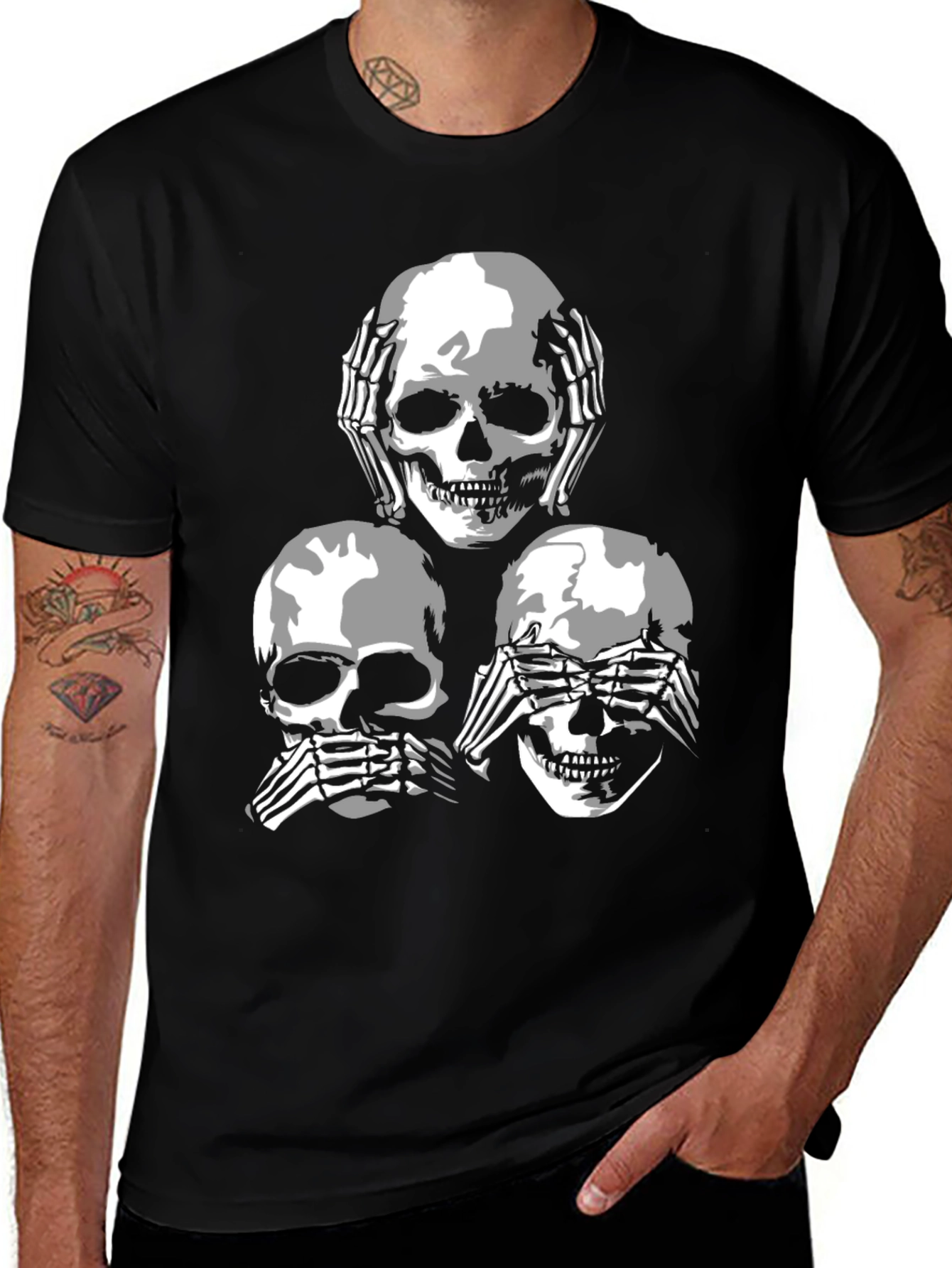 Skull Graphic Tee - Hear, See, Speak No Evil