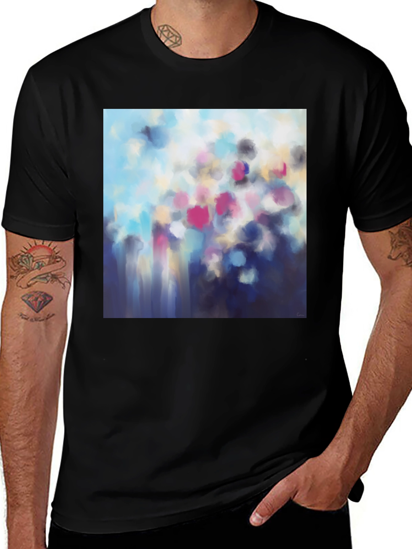Variant 7 of Abstract Floral Art Graphic Tee - Modern Casual Style