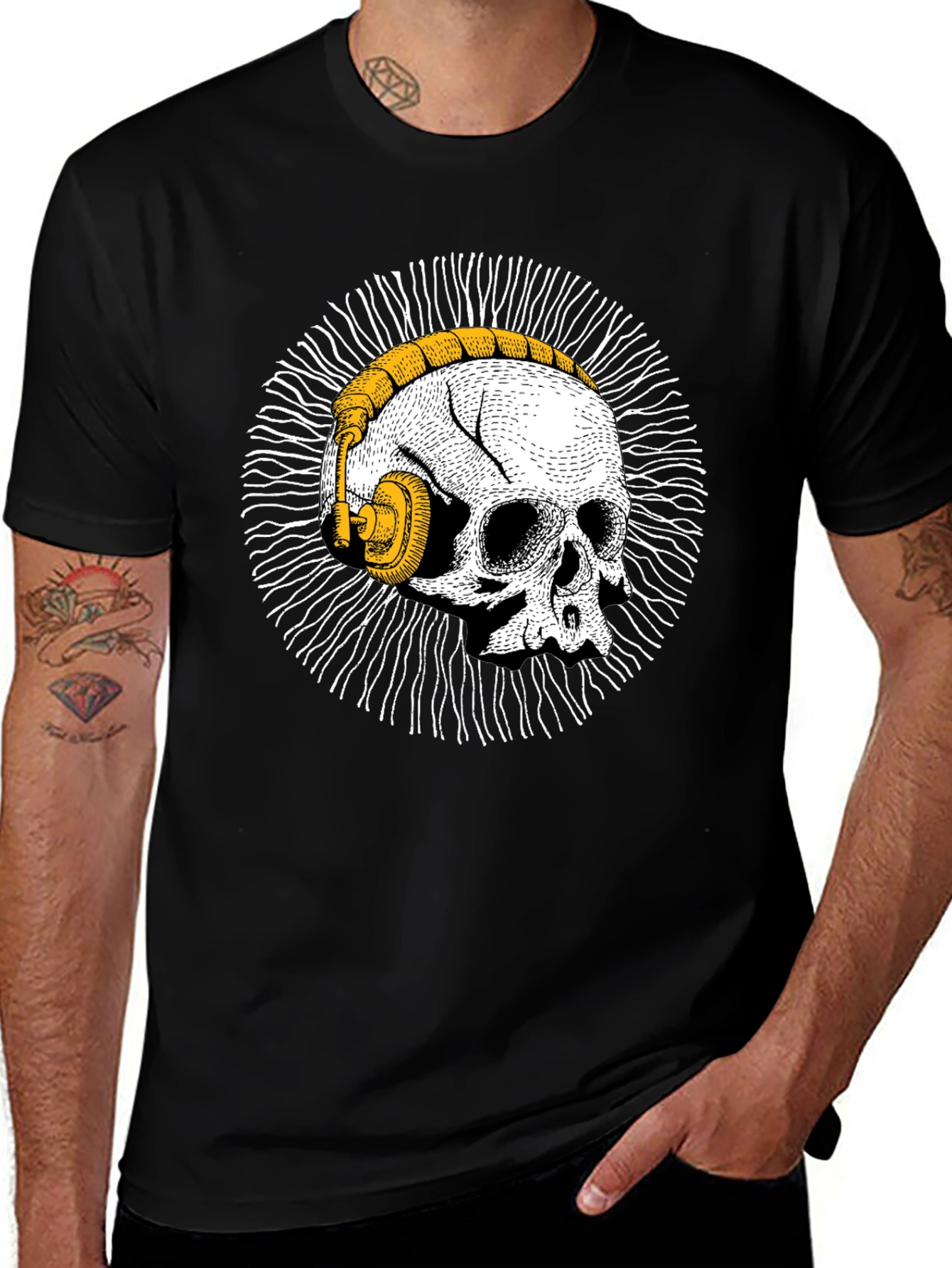 Variant 3 of Skull with Headphones Graphic Tee