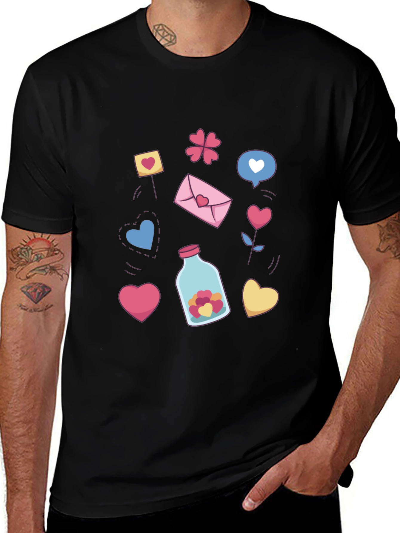 Variant 3 of Heart Design Black T-Shirt