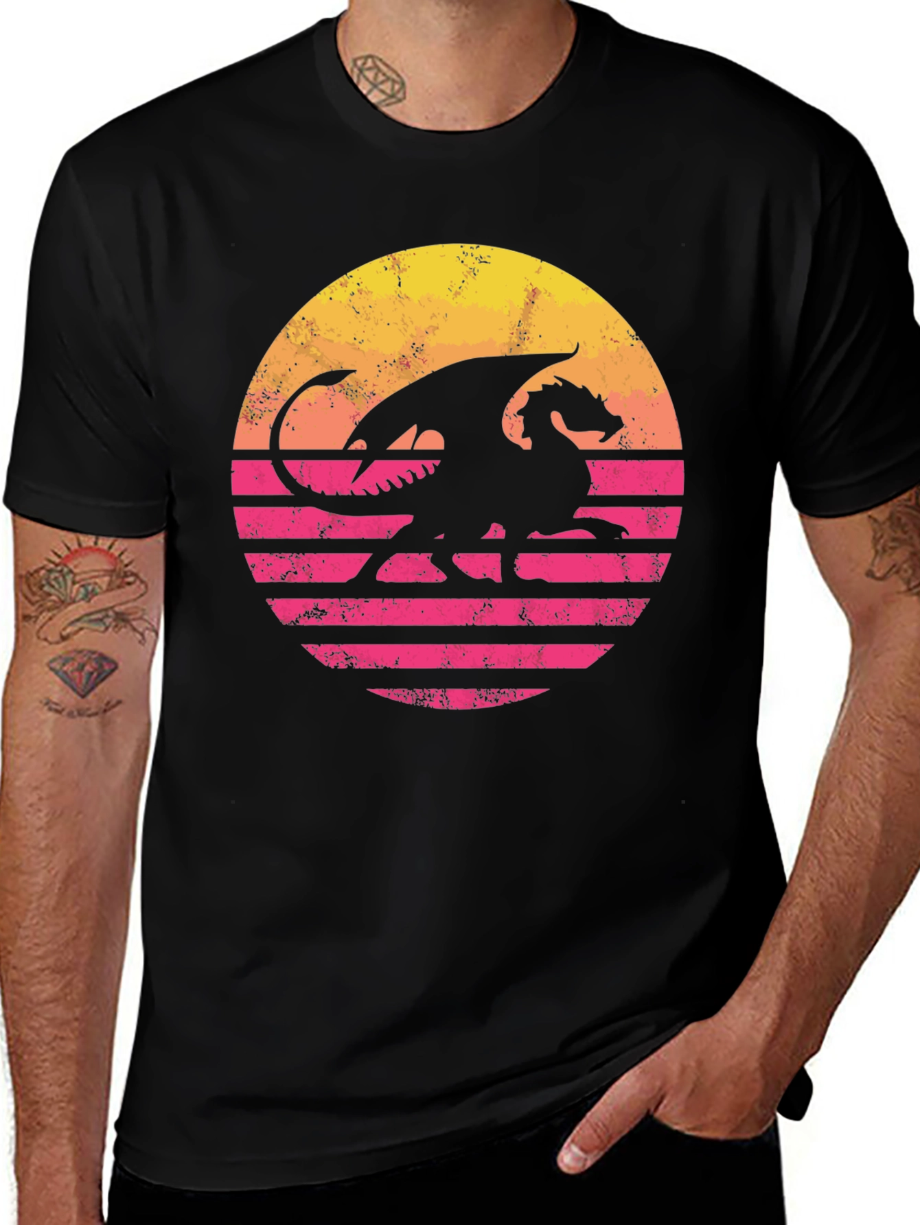 Retro Dragon Sunset T-Shirt