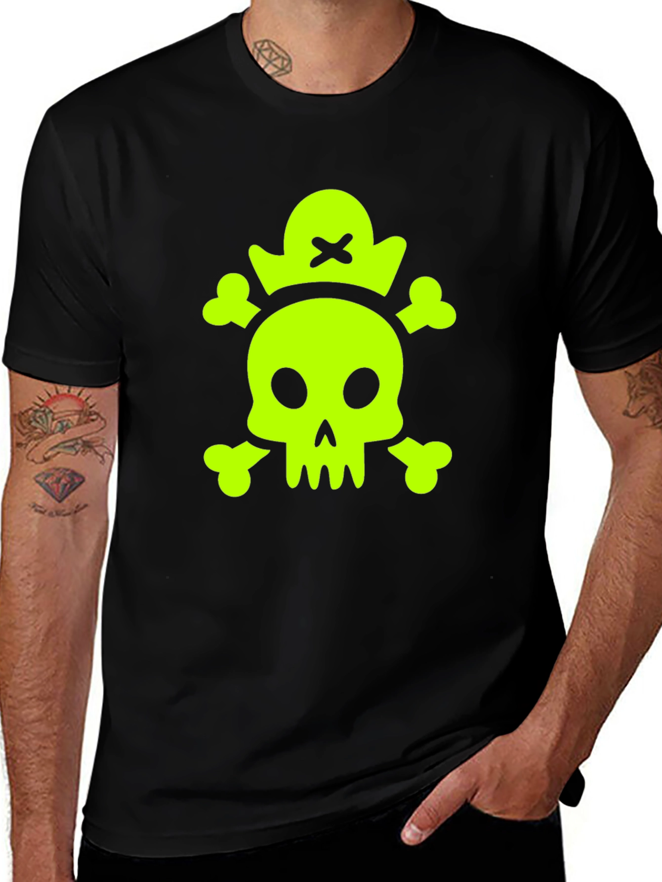 Variant 5 of Skull & Crossbones Graphic Tee - Black Cotton Shirt