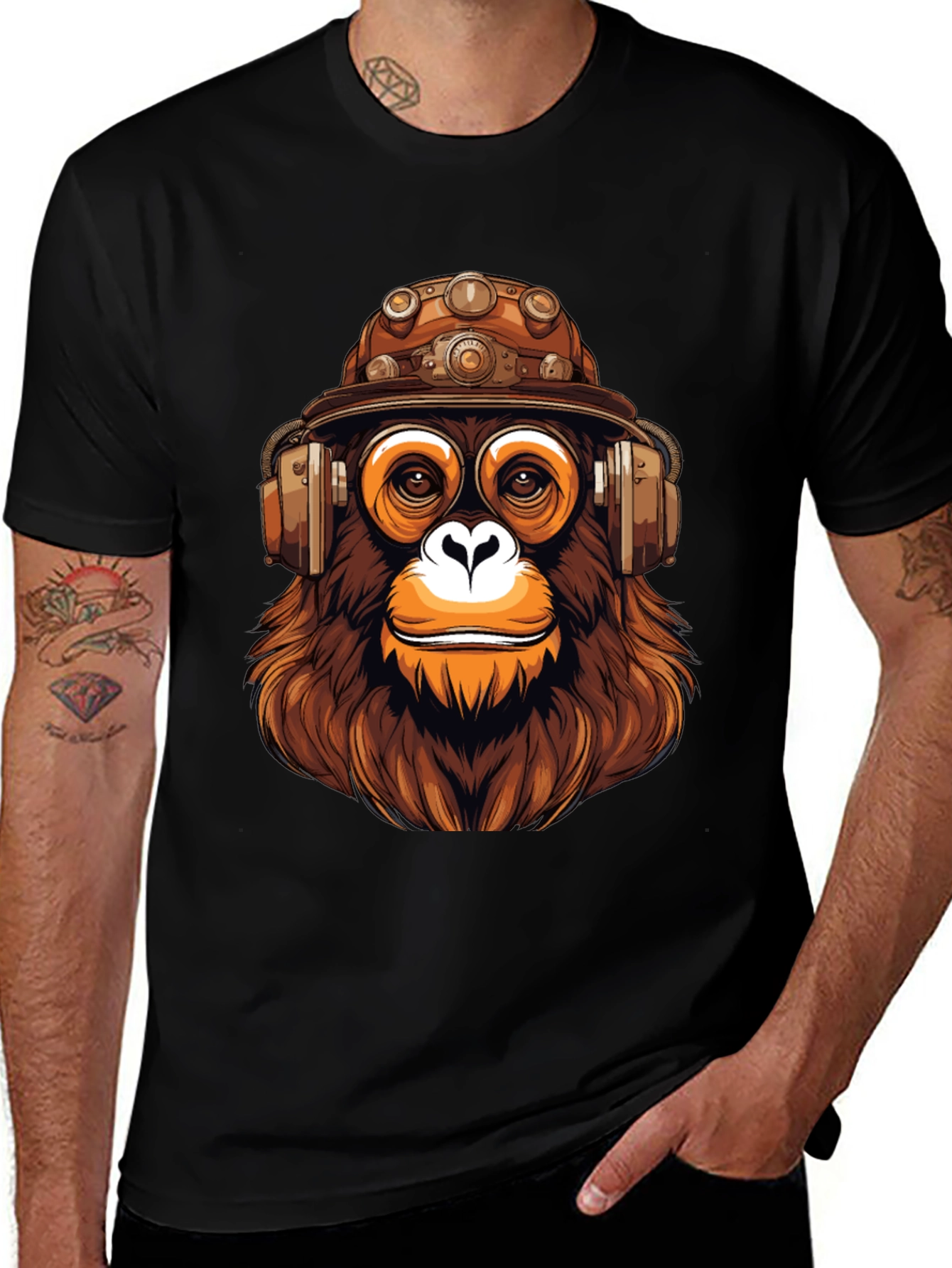 Variant 2 of Steampunk Monkey Graphic T-Shirt