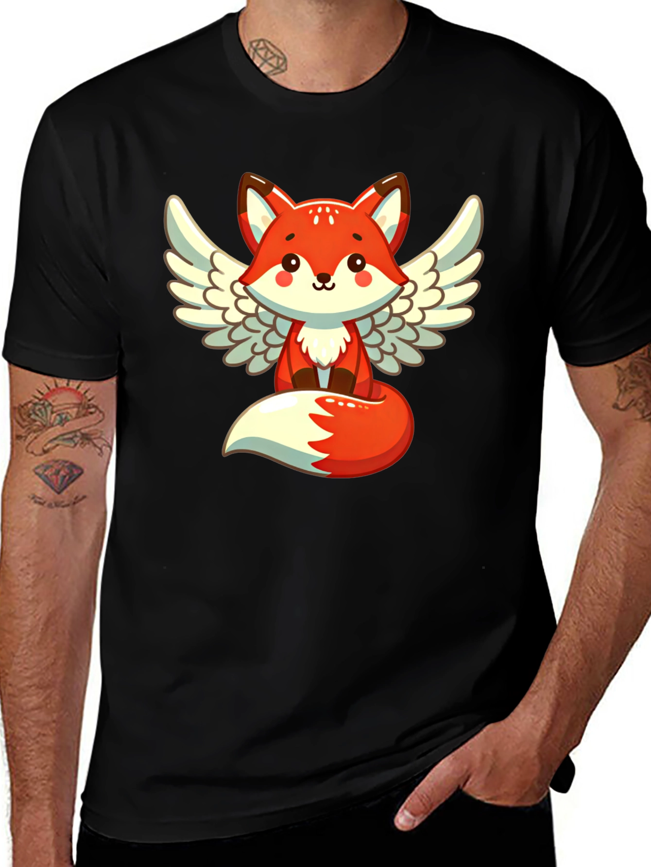 Variant 14 of Cute Fox Angel Wings Graphic T-Shirt