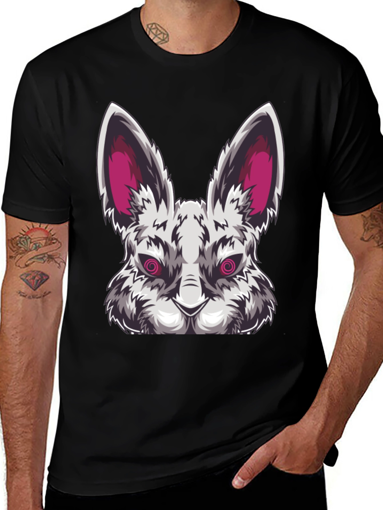 Variant 29 of Rabbit Graphic T-Shirt - Men's Black Tee