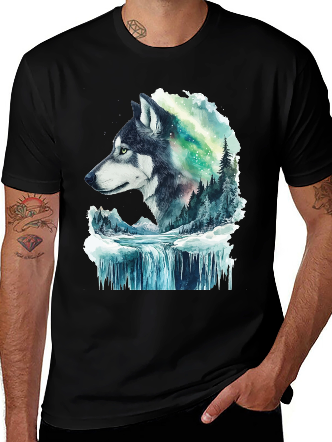 Variant 18 of Wolf and Aurora Graphic T-Shirt
