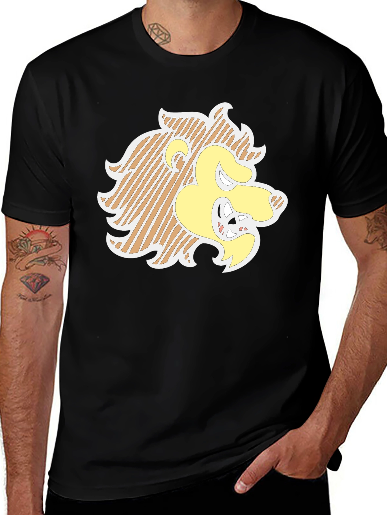 Variant 22 of Lion Graphic Tee - Bold Black Cotton T-Shirt