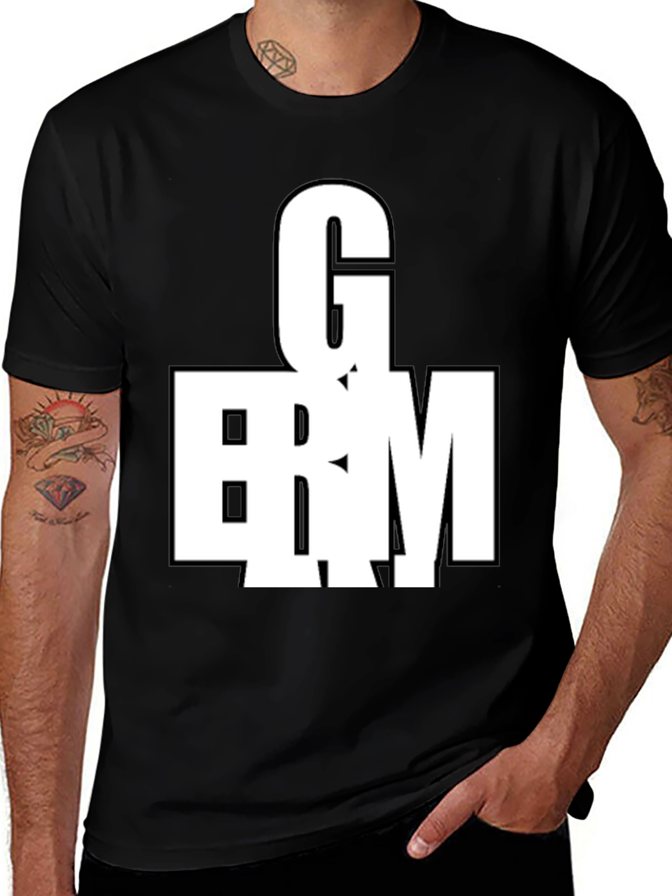 Variant 5 of Graphic Tee: Bold "GBRM" Print Black T-Shirt