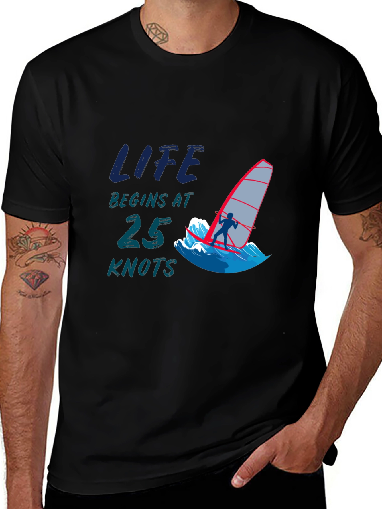 Variant 11 of Life Begins at 25 Knots Black T-Shirt