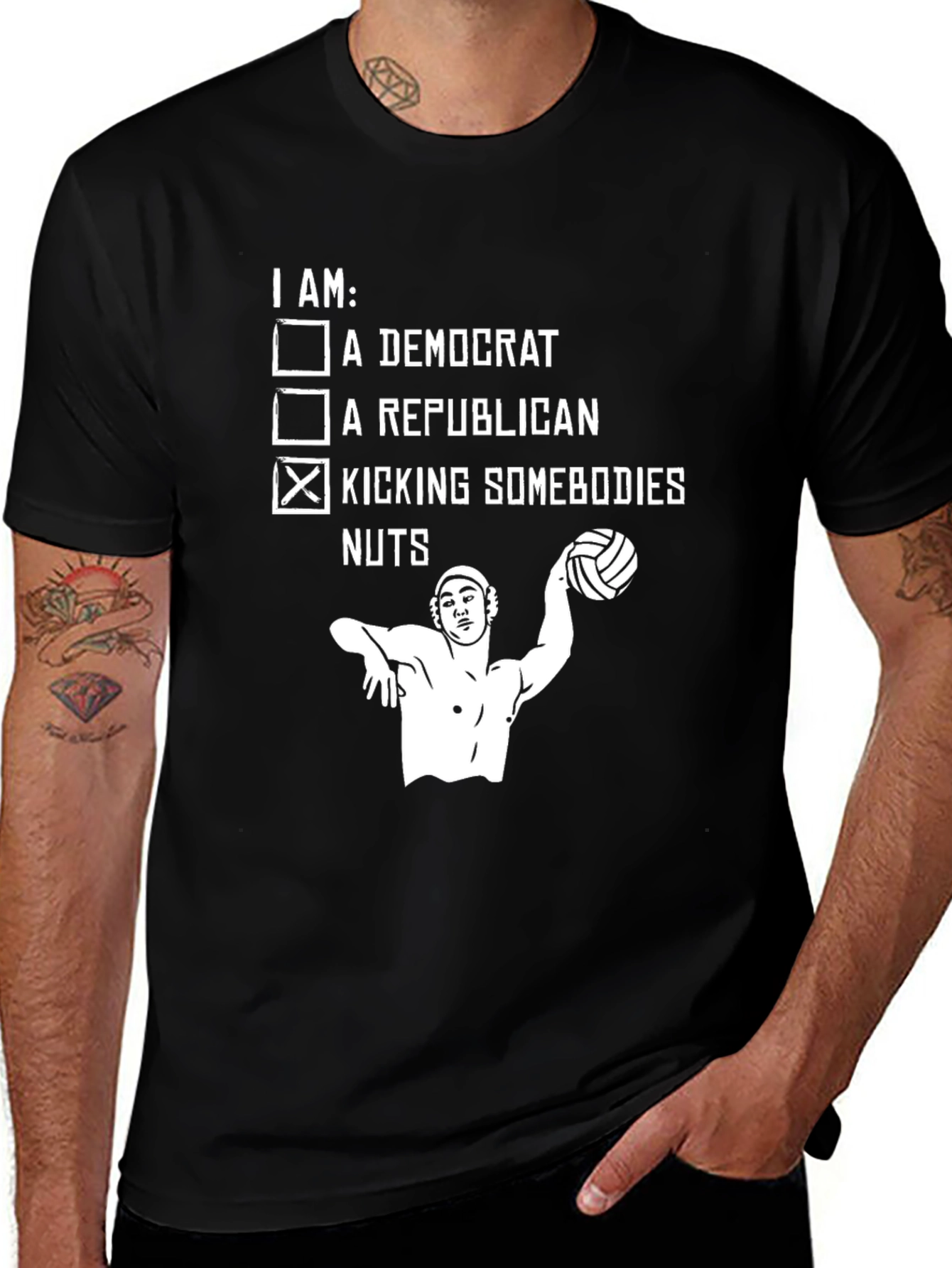 Variant 8 of Political Humor Graphic Tee - Kicking Somebodies Nuts