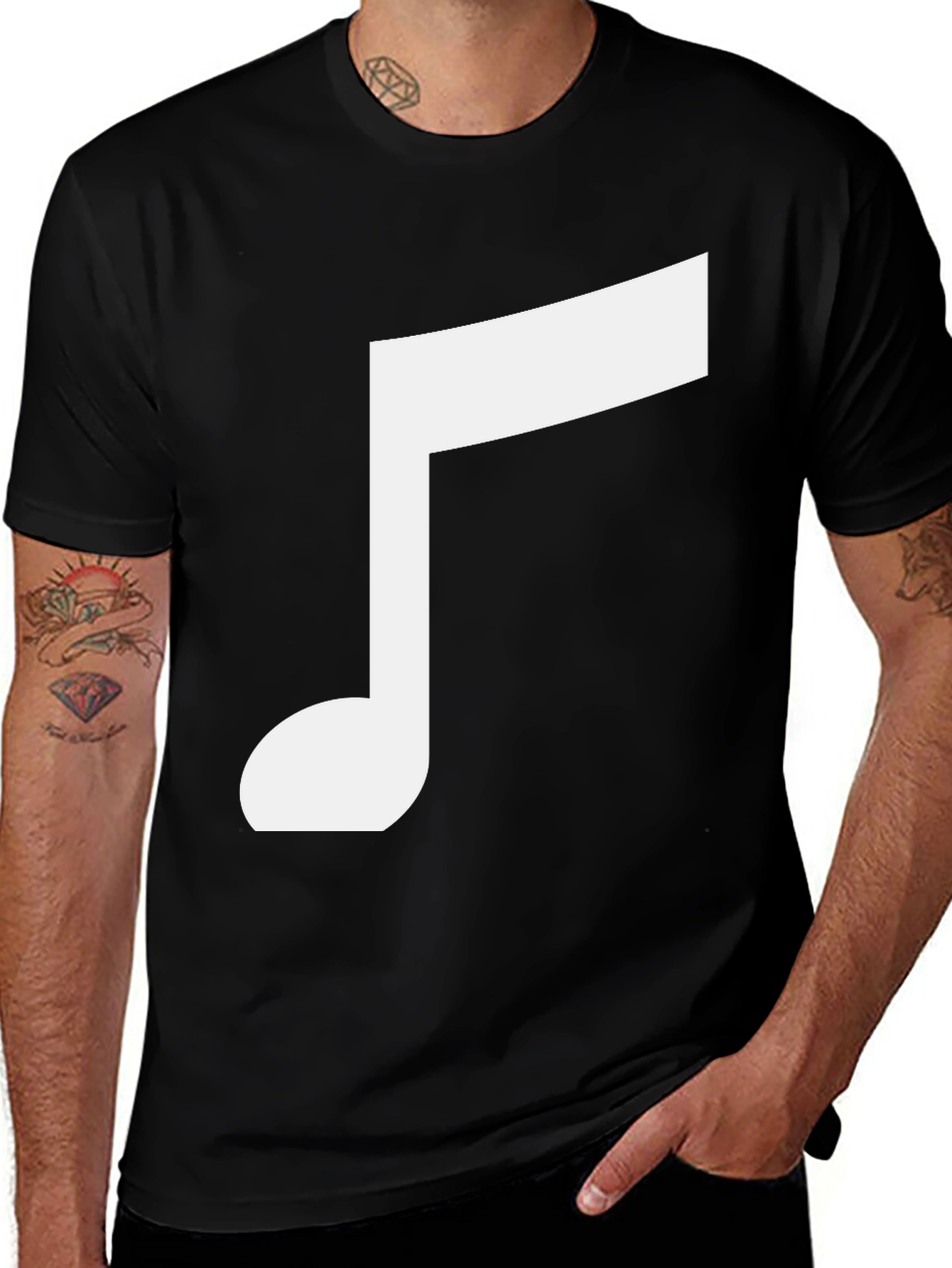 Variant 14 of Music Note Graphic T-Shirt - Black Cotton Tee