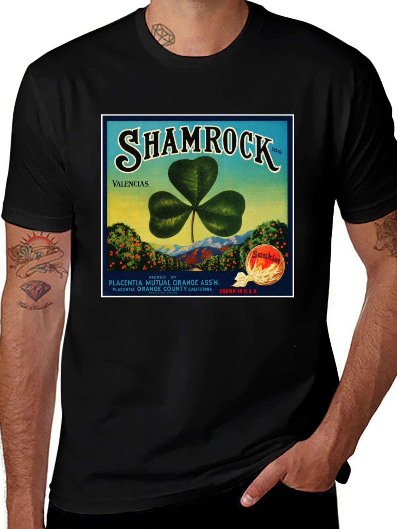 Variant 18 of Shamrock Valencia Orange Vintage Label T-Shirt