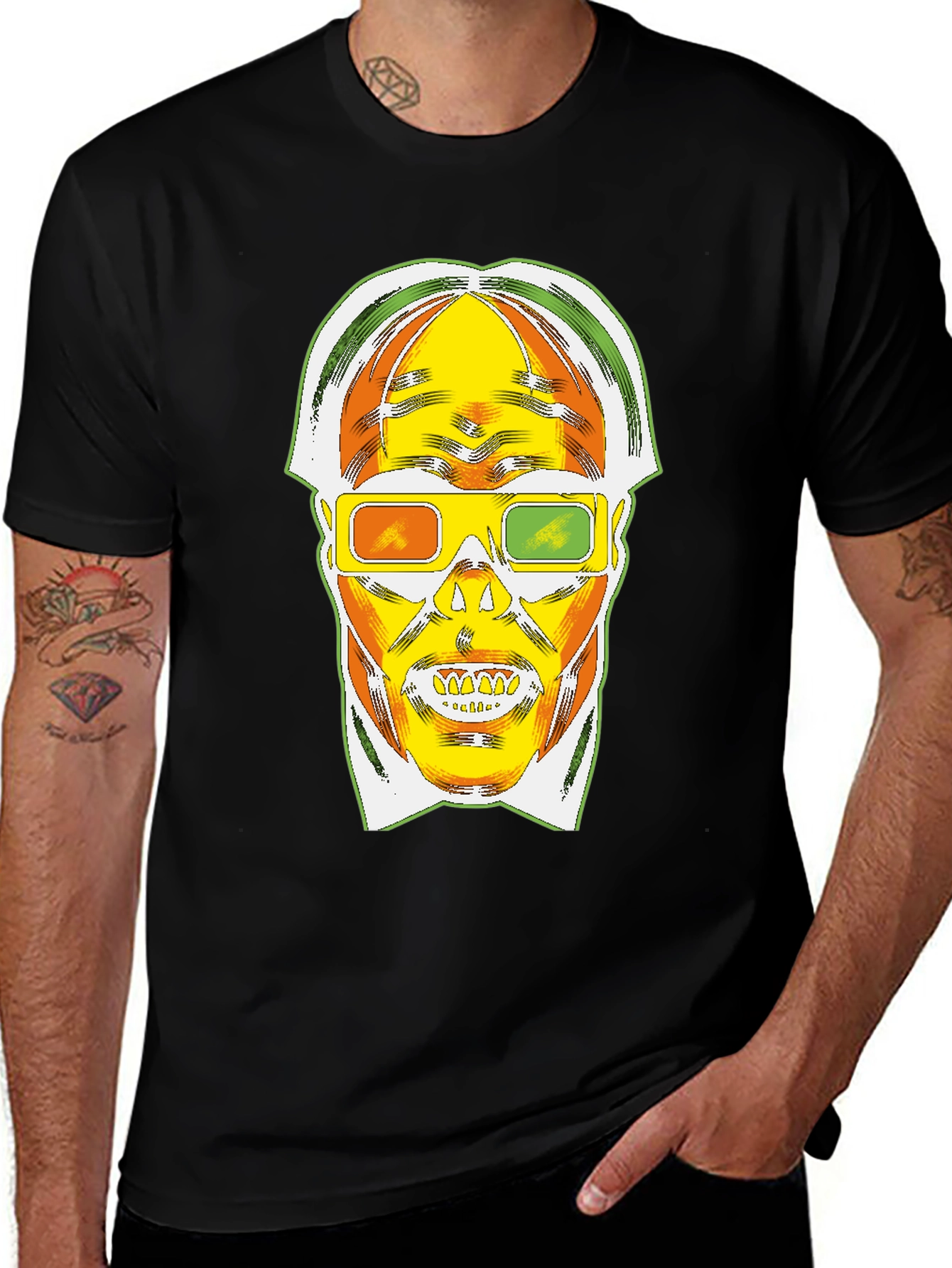 Variant 7 of Retro 3D Skull Graphic T-Shirt - Bold Style