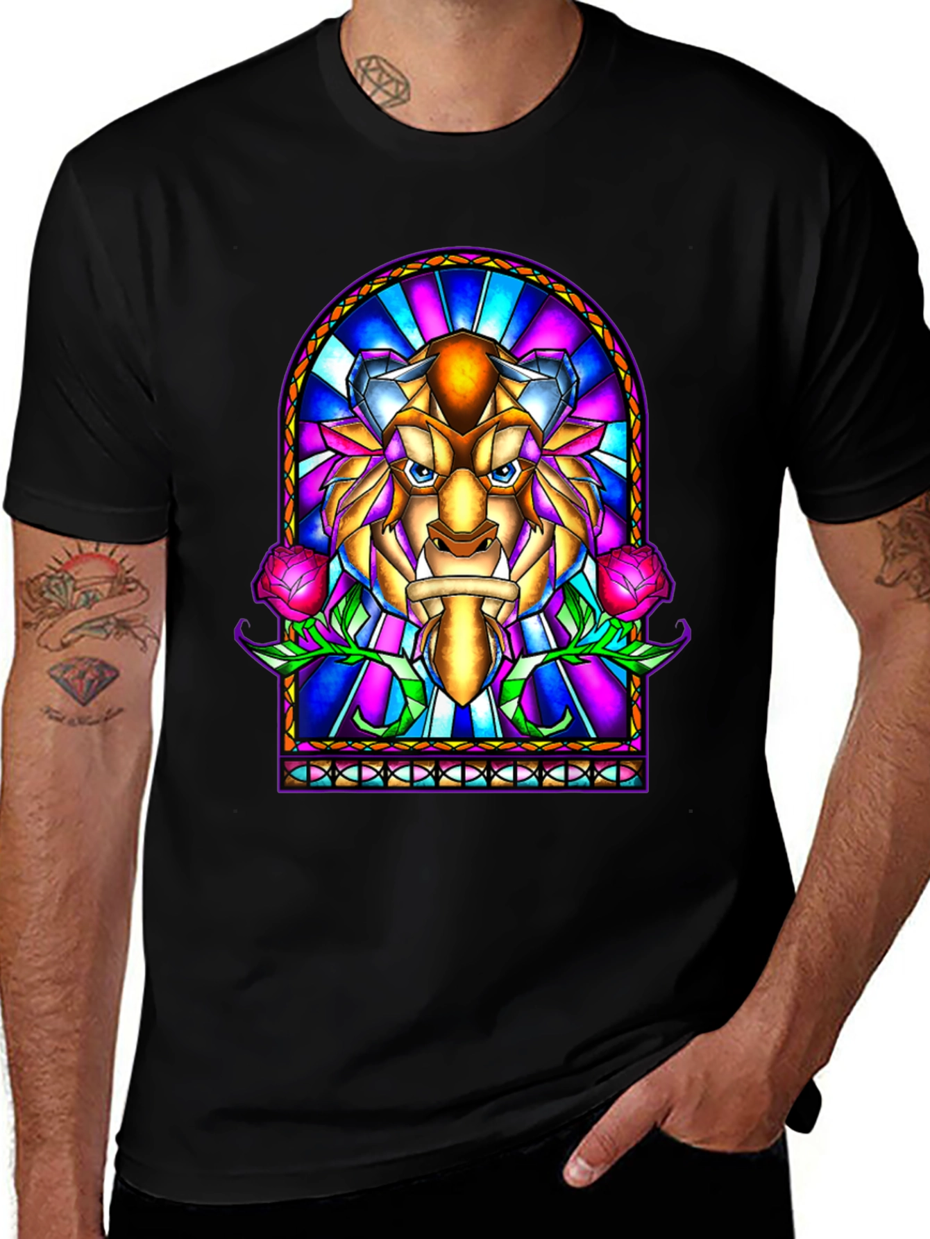 Beauty and the Beast Stained Glass Graphic Tee