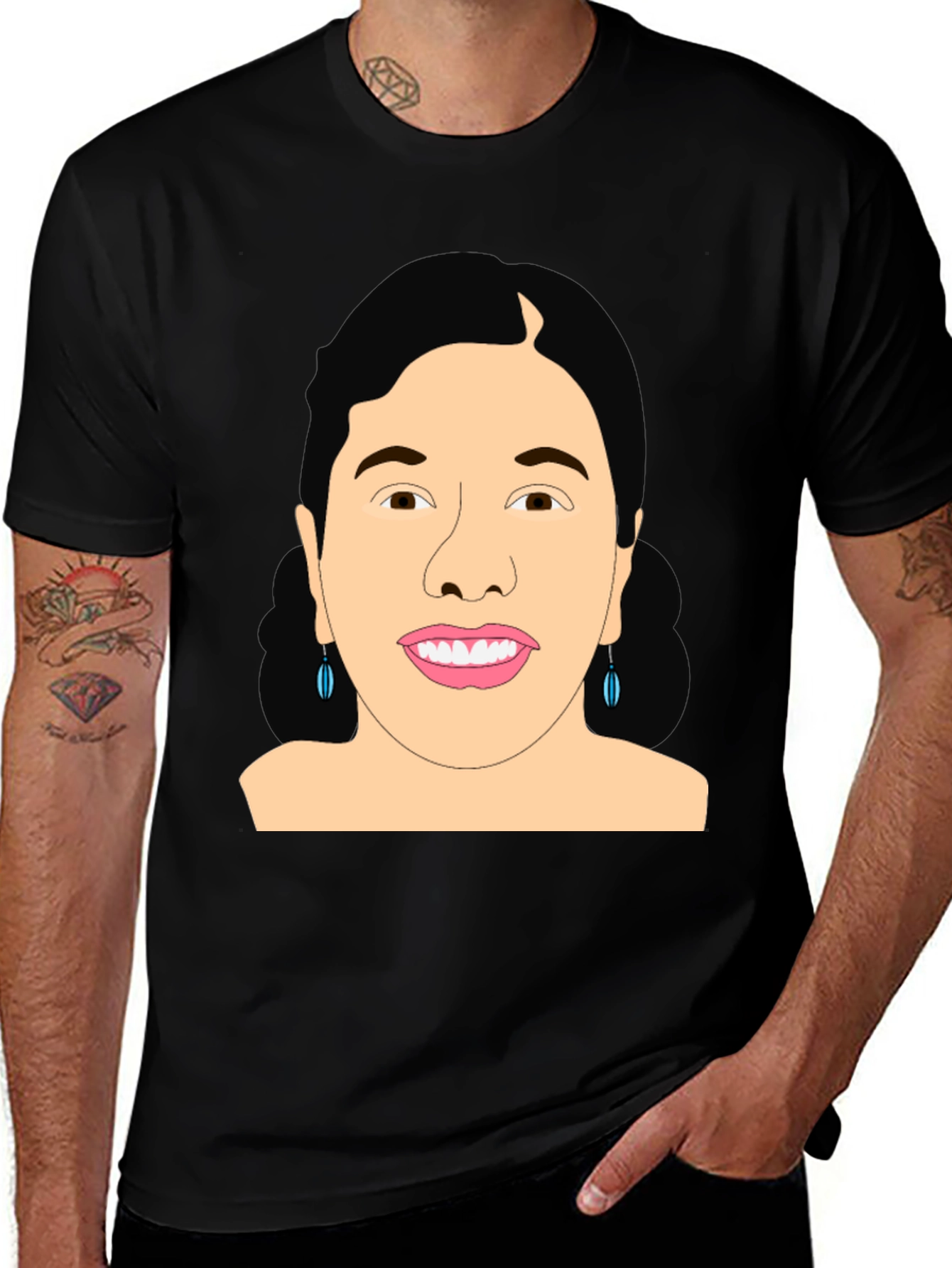 Graphic Woman Portrait Black T-Shirt