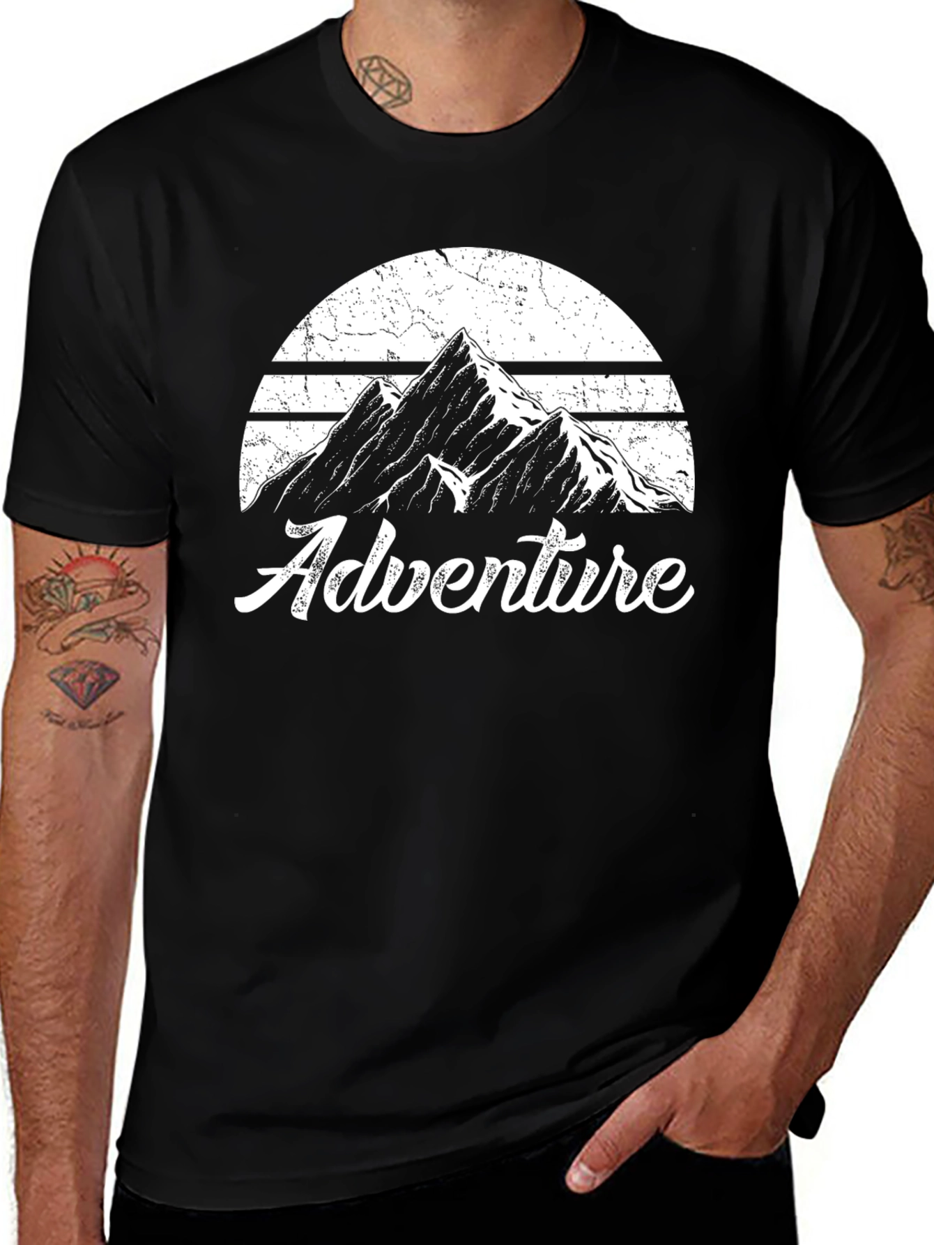 Variant 11 of Adventure Mountain Graphic Tee - Retro Black T-Shirt