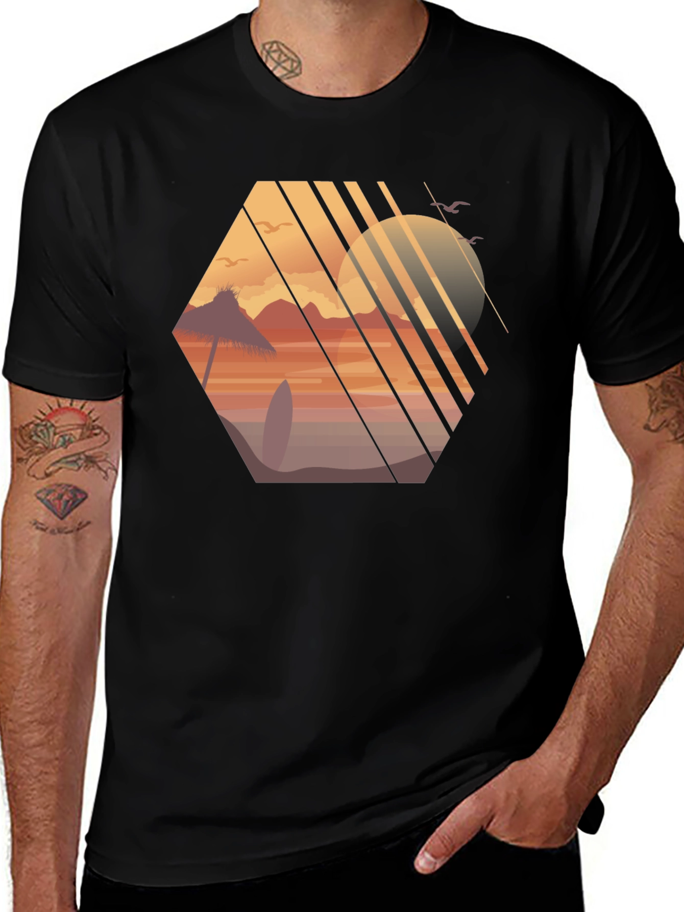 Variant 20 of Sunset Beach Graphic Tee - Black
