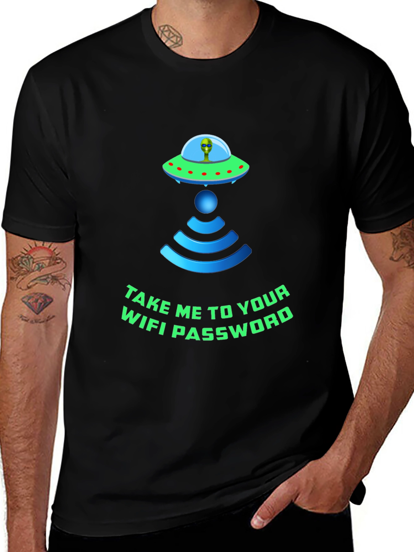 Variant 6 of Take Me To Your WiFi Password Black T-Shirt