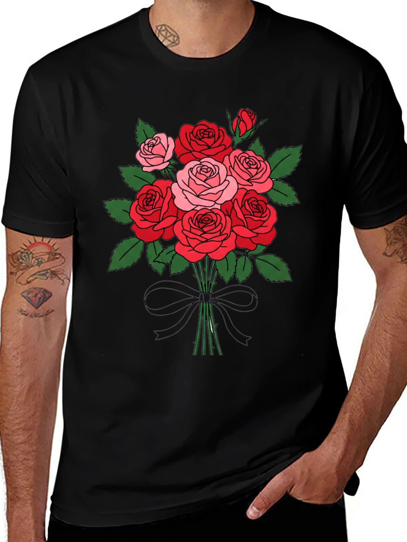 Variant 25 of Floral Bouquet T-Shirt: Roses and Bow