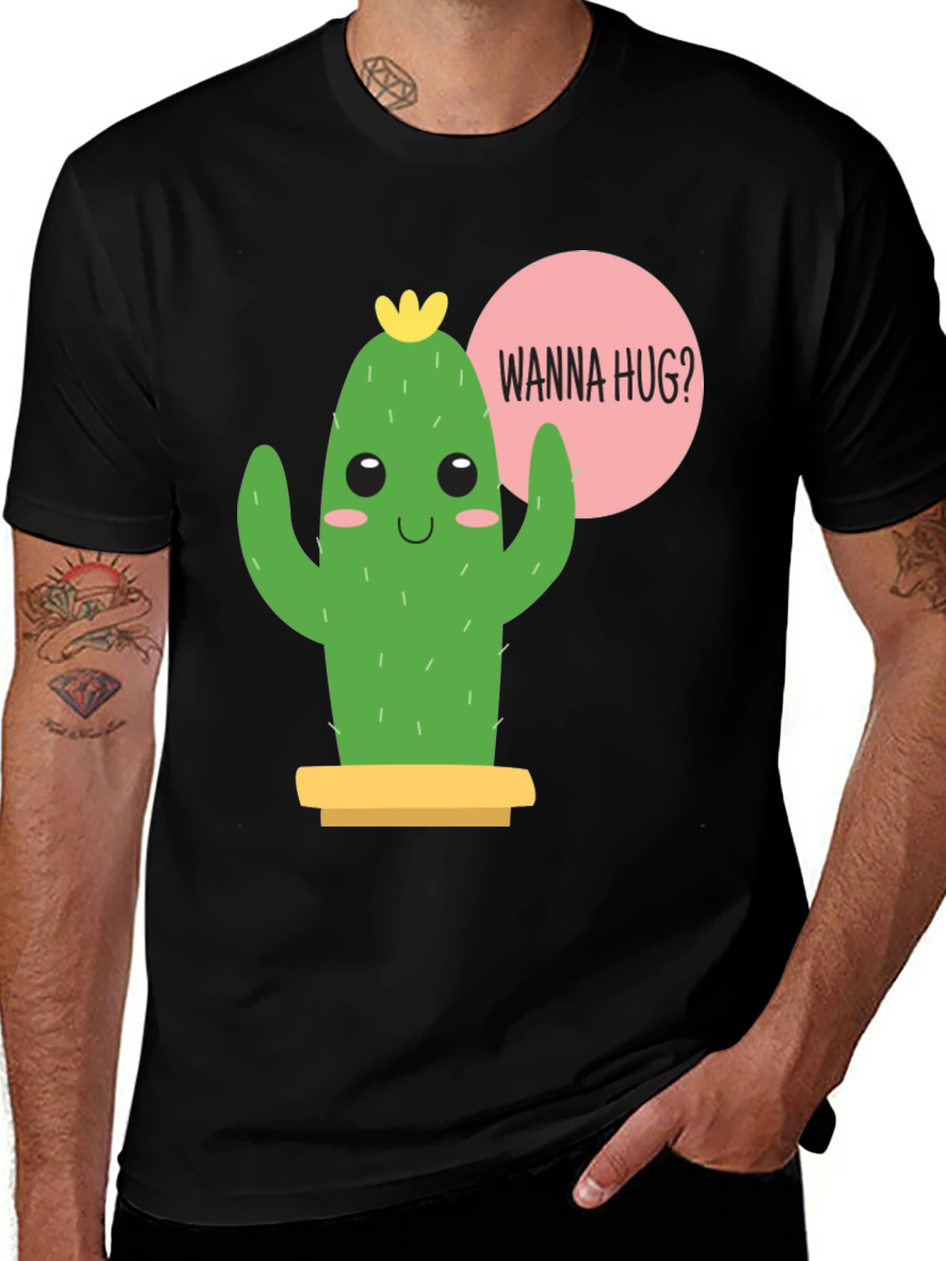 Variant 30 of Cute Cactus Graphic Tee - Wanna Hug?