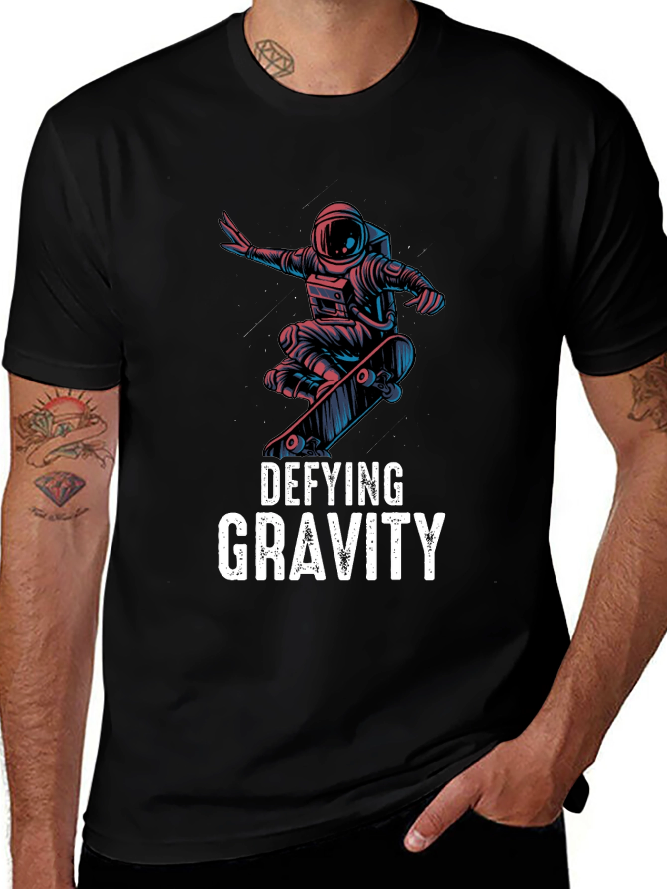 Variant 29 of Defying Gravity Astronaut Skateboarder Graphic Tee