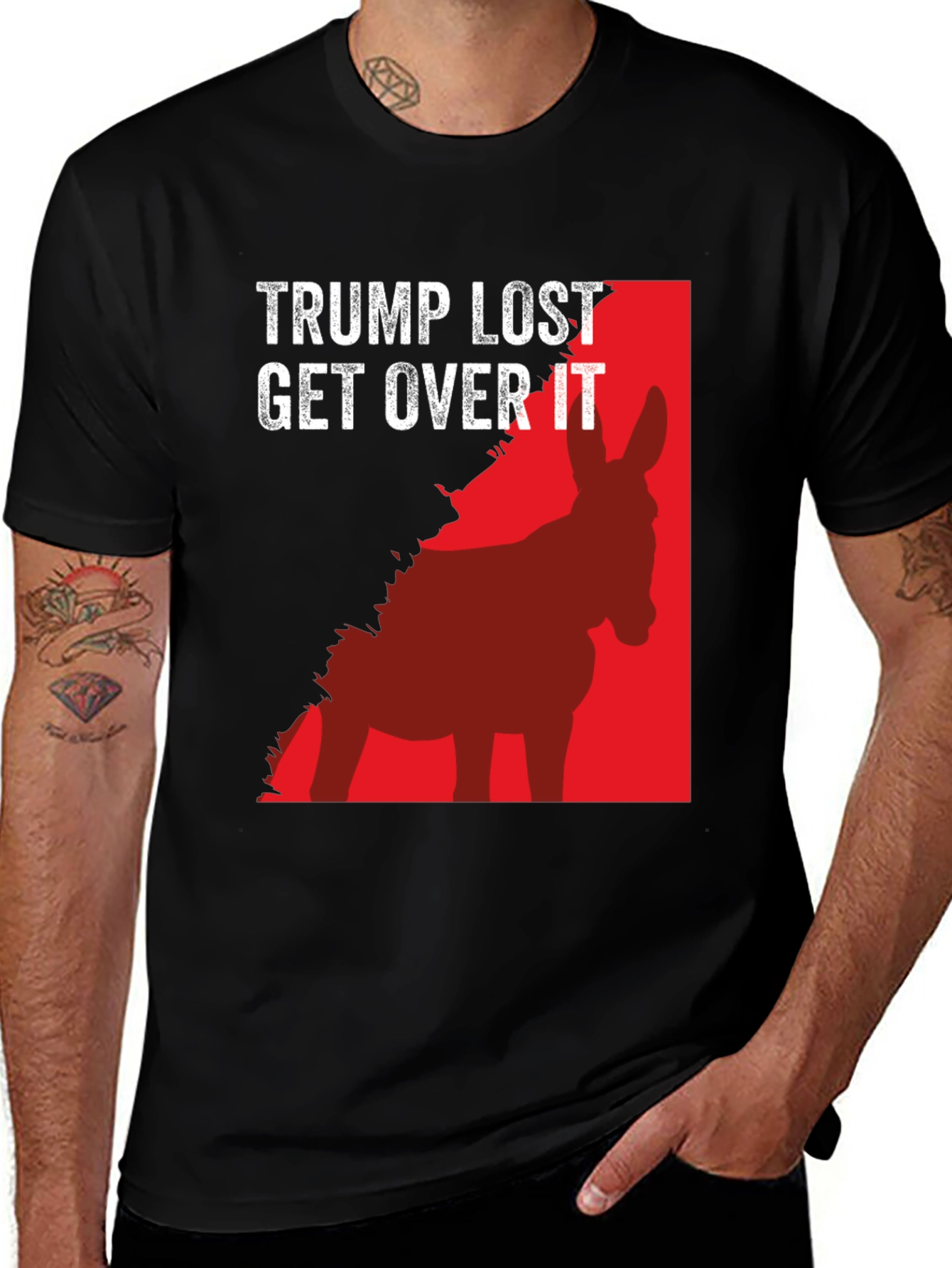 Variant 19 of Trump Lost Get Over It T-Shirt with Donkey Graphic