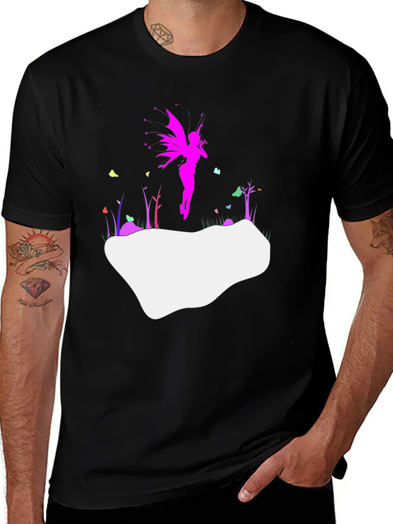 Variant 21 of Whimsical Fairy Graphic Tee - Stylish Black T-Shirt