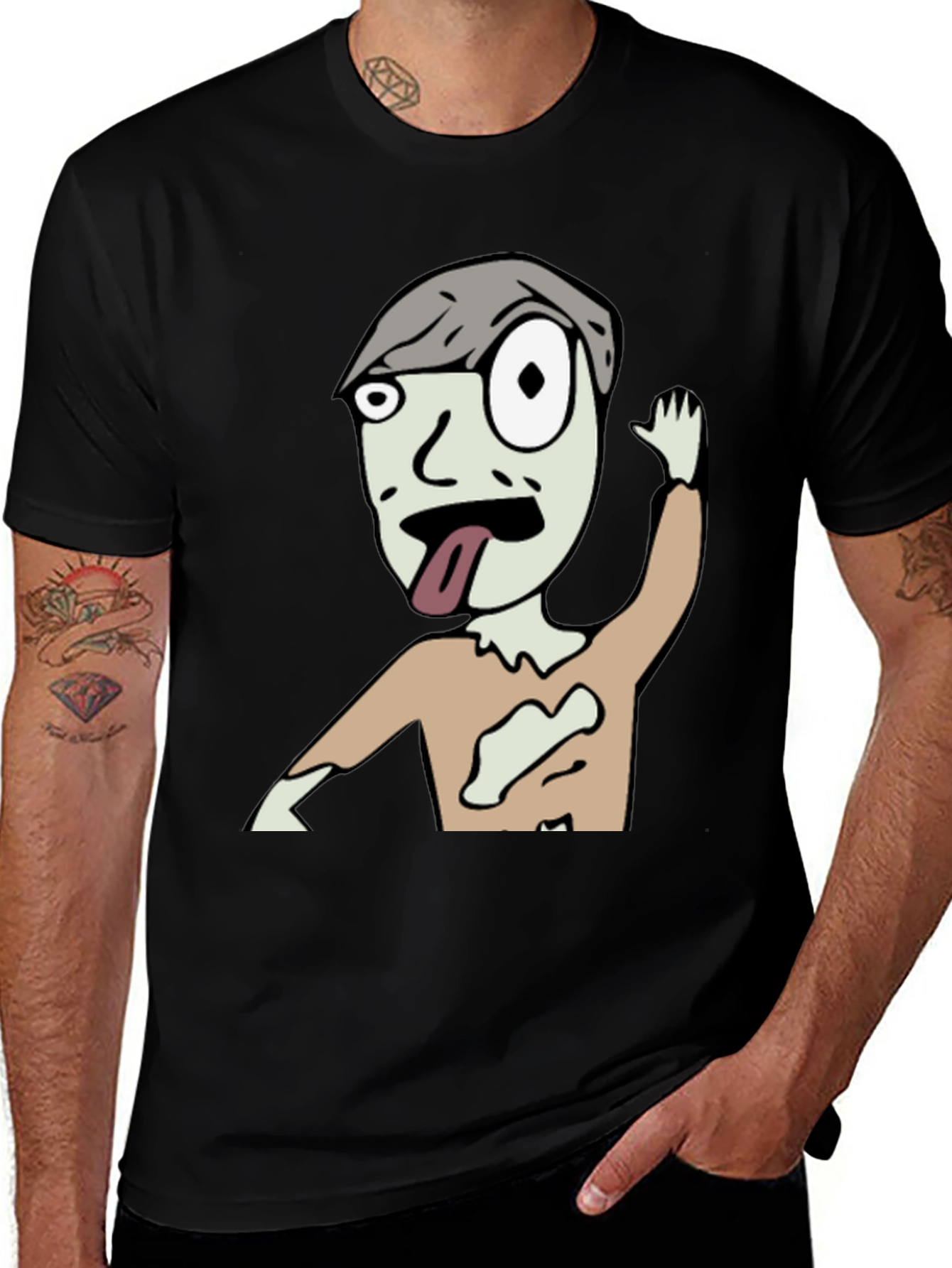 Variant 29 of Zombie Cartoon Graphic Black T-Shirt