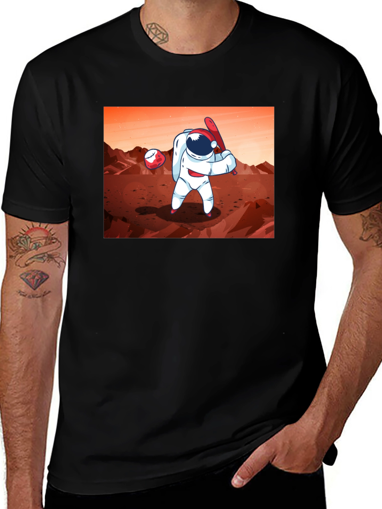 Variant 20 of Astronaut Baseball on Mars Graphic T-Shirt