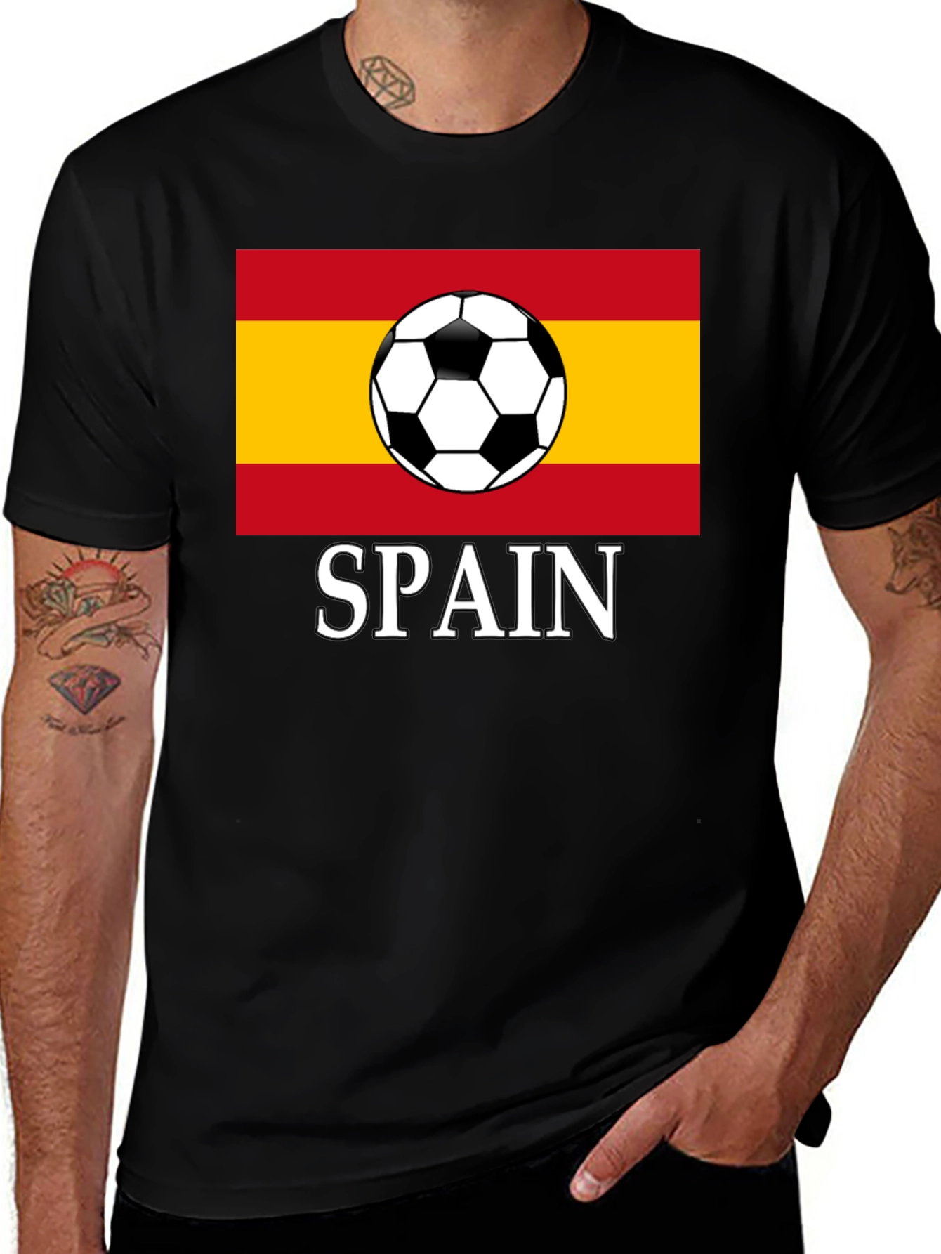Variant 19 of Spain Soccer Flag T-Shirt - Black