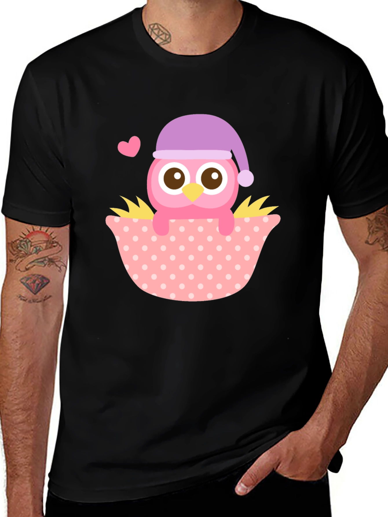 Cute Owl T-Shirt - Whimsical Sleepy Bird Design