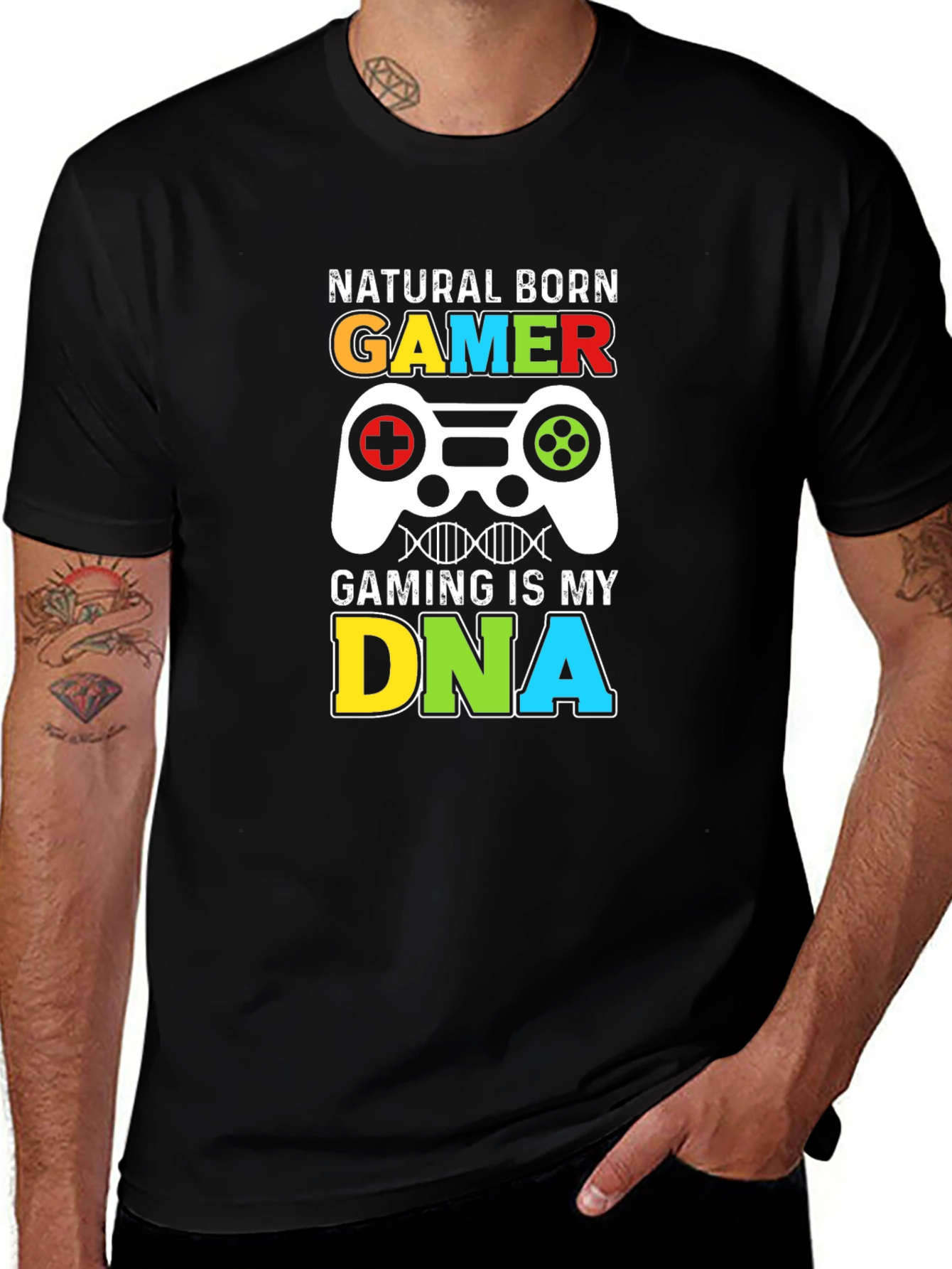 Variant 7 of Natural Born Gamer T-Shirt - Gaming is My DNA
