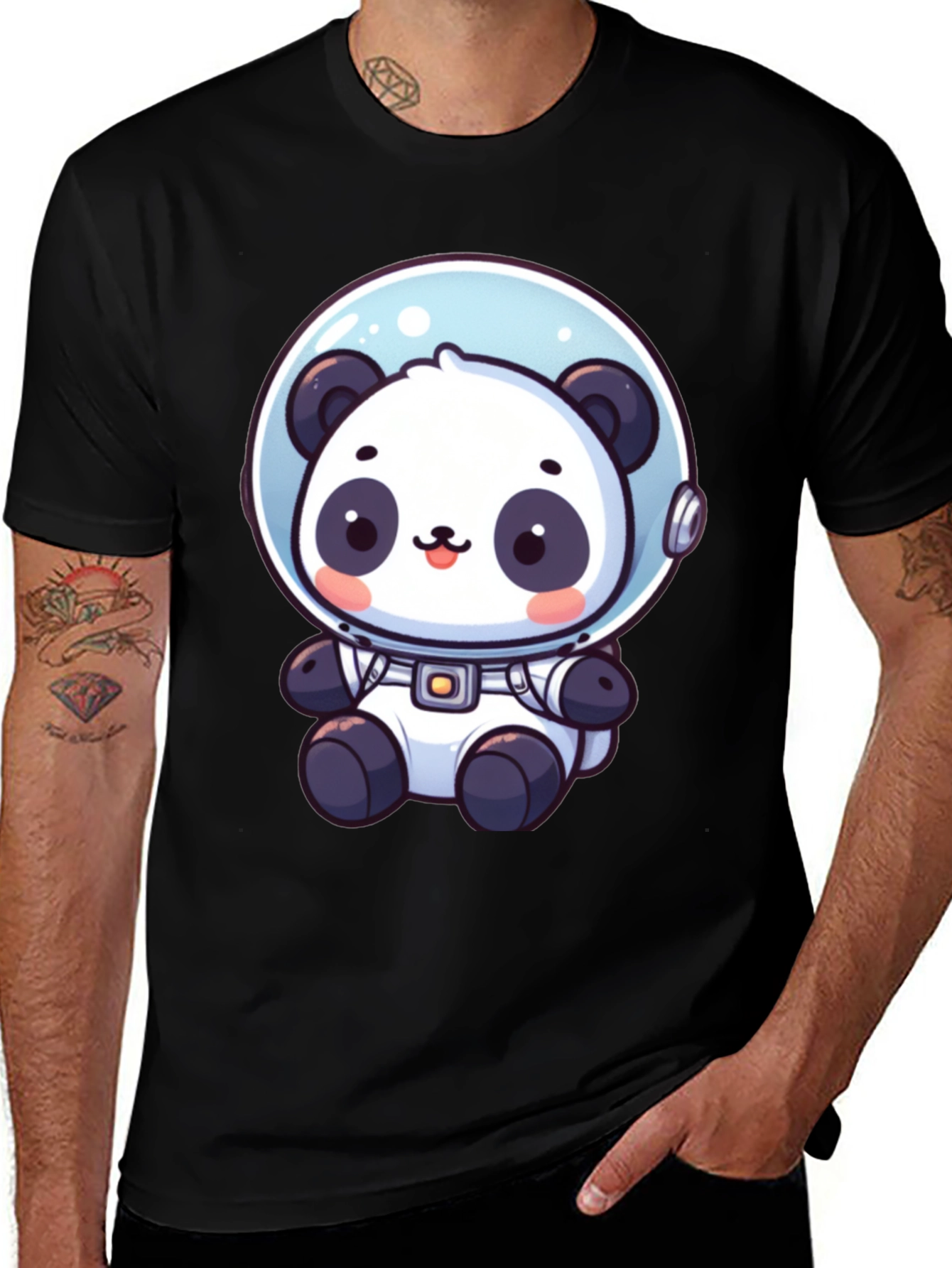 Variant 10 of Astronaut Panda Graphic Tee - Black
