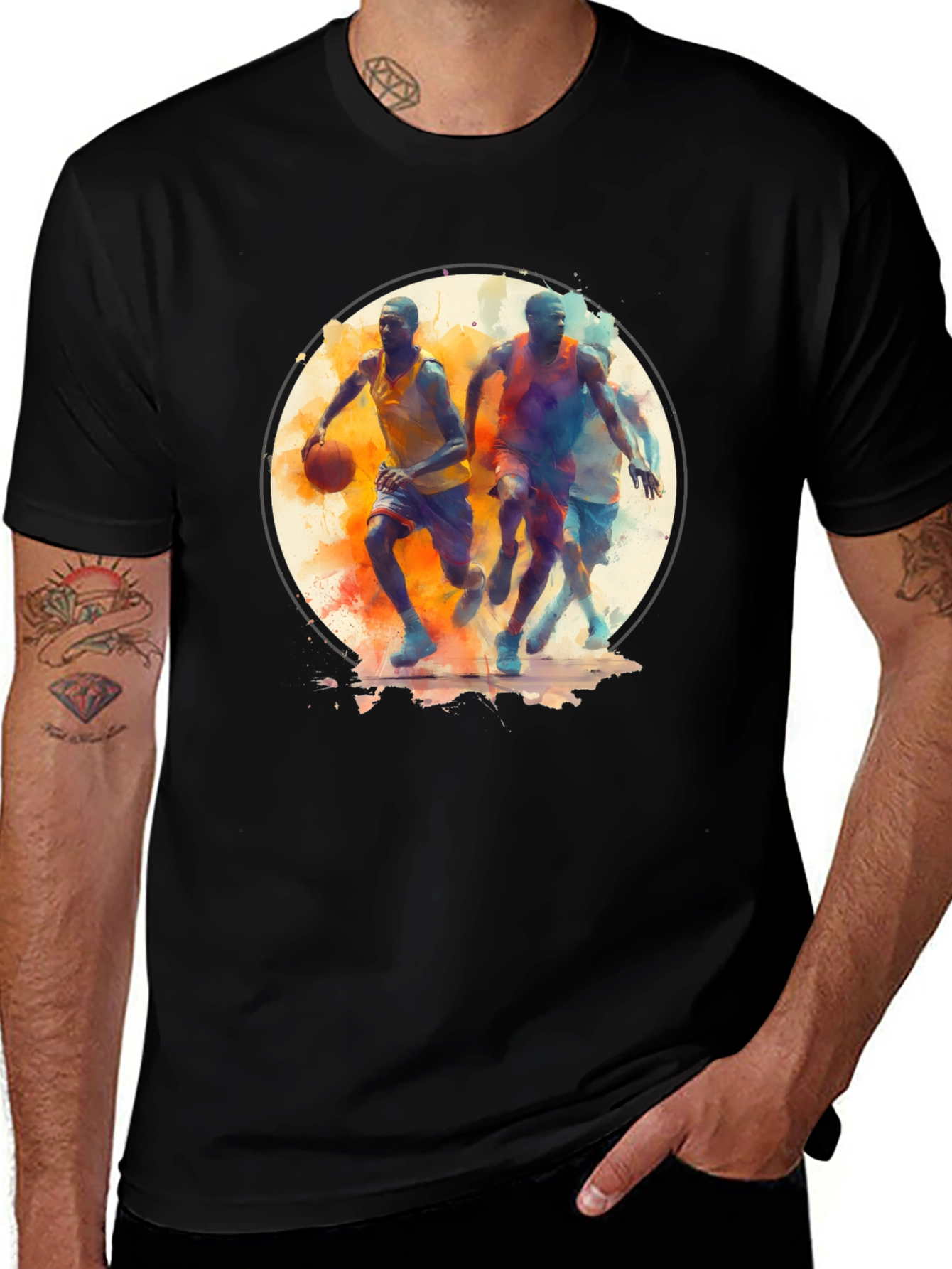 Variant 14 of Basketball Players Black T-Shirt
