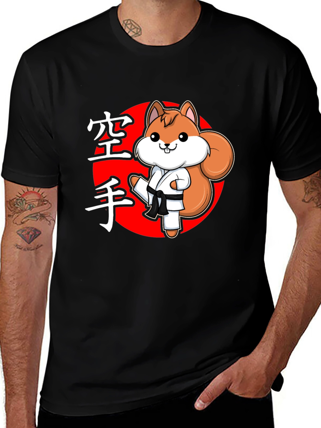 Variant 28 of Karate Squirrel Black T-Shirt