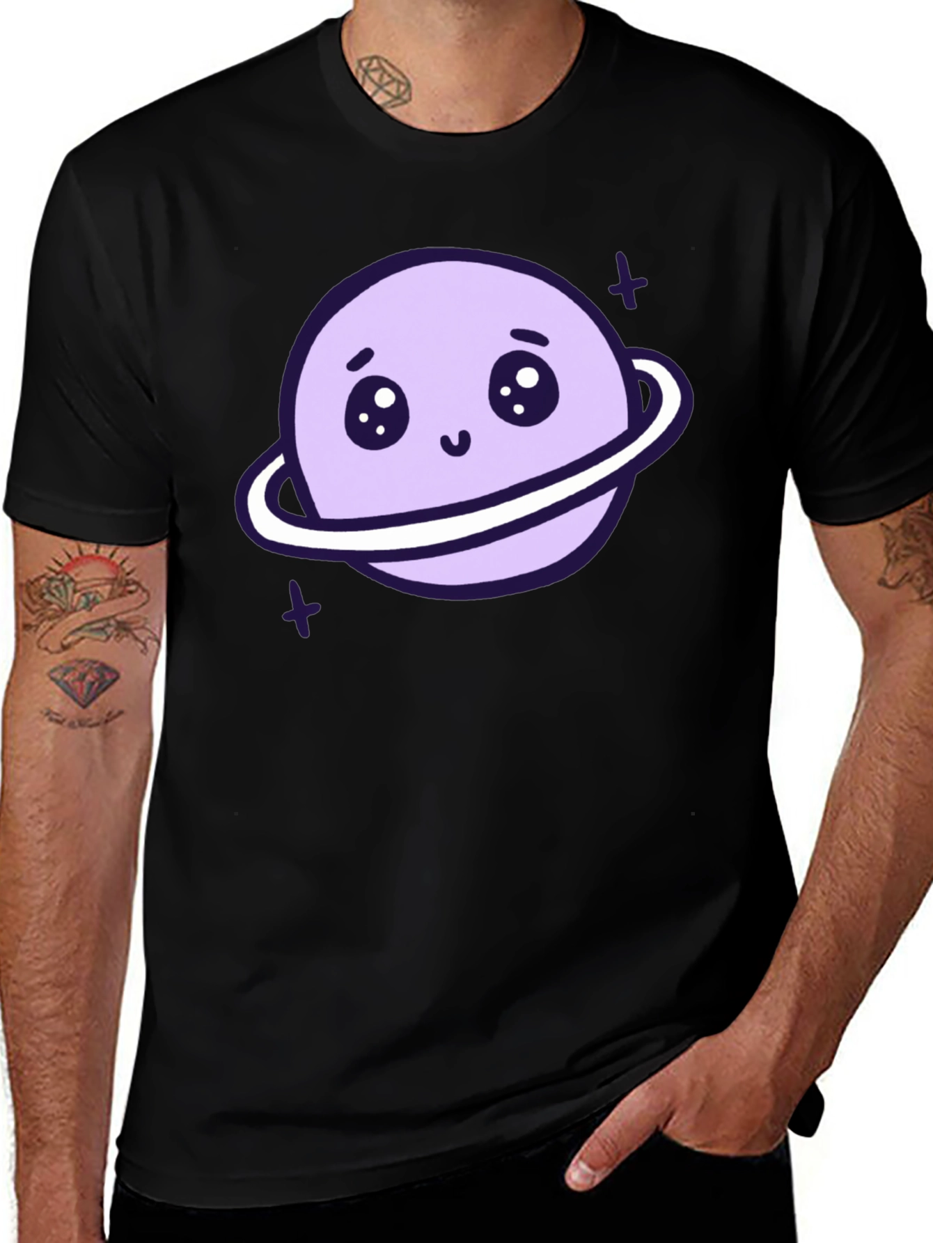 Variant 28 of Cute Planet Graphic T-Shirt - Black