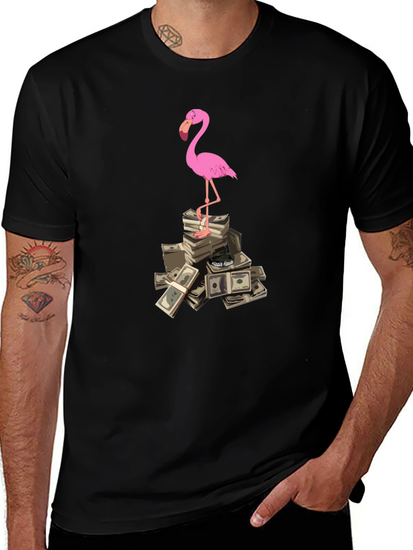 Variant 20 of Flamingo on Money T-Shirt - Unique Graphic Tee