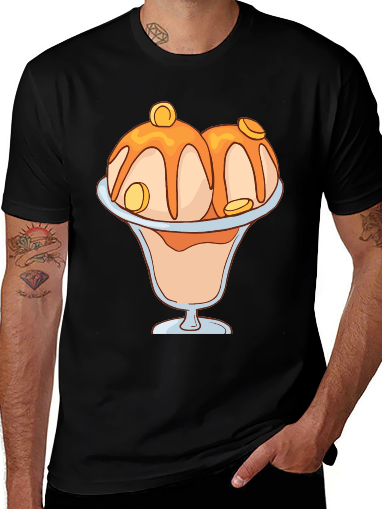 Variant 18 of Ice Cream Sundae Graphic Tee - Black
