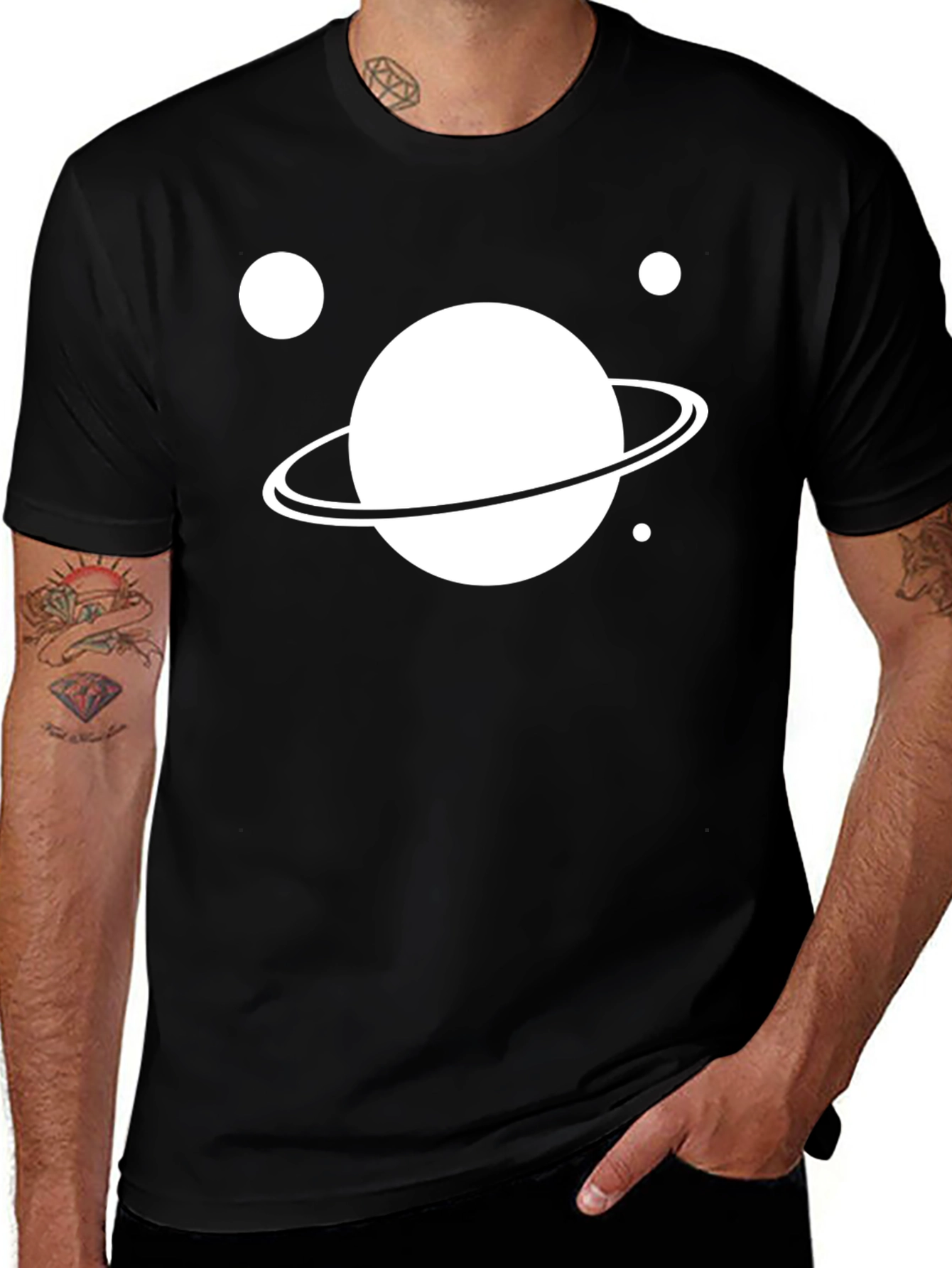 Variant 4 of Planet Graphic Tee - Black Cotton Casual Shirt