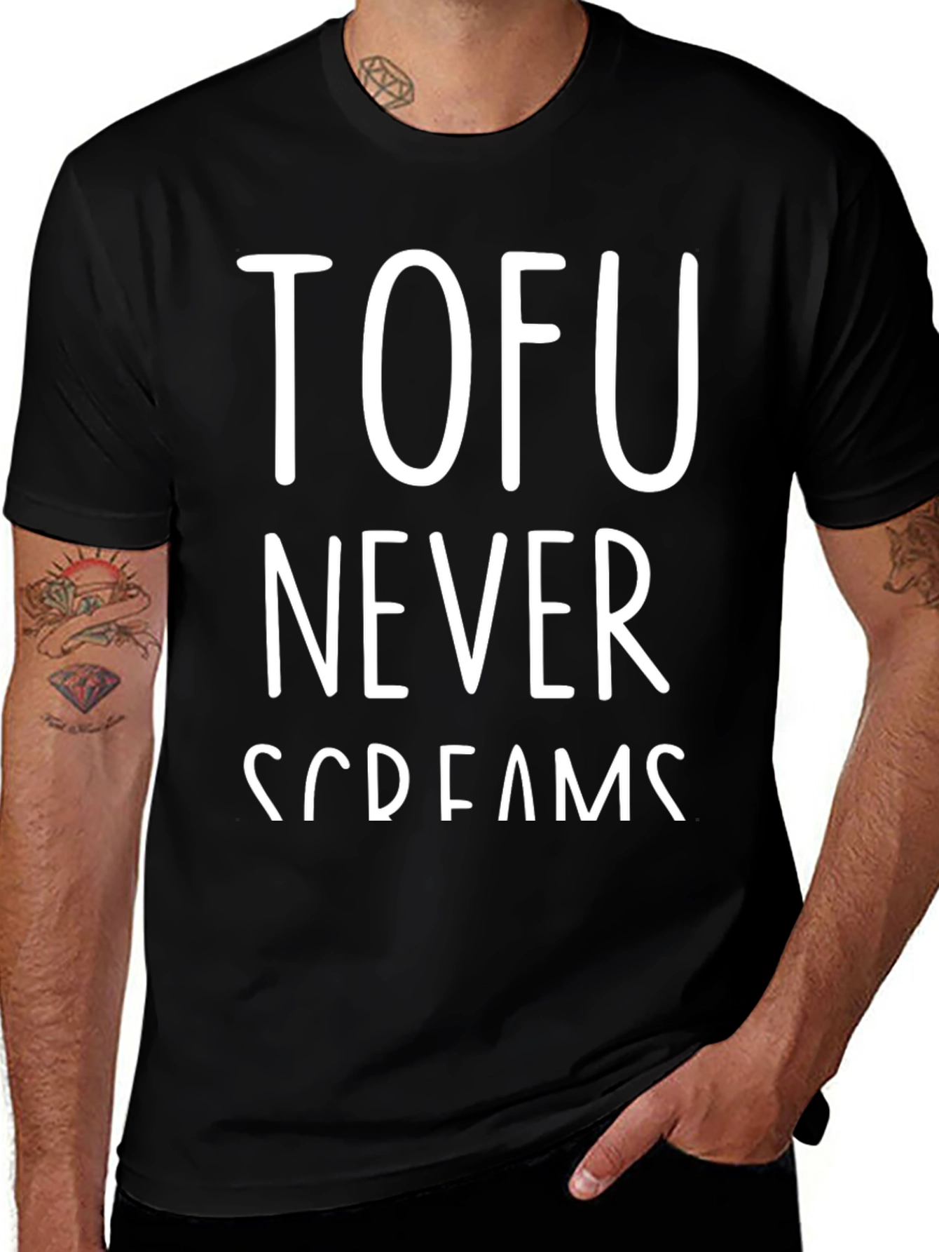 Variant 23 of Tofu Never Screams Graphic Tee - Vegan Humor T-Shirt